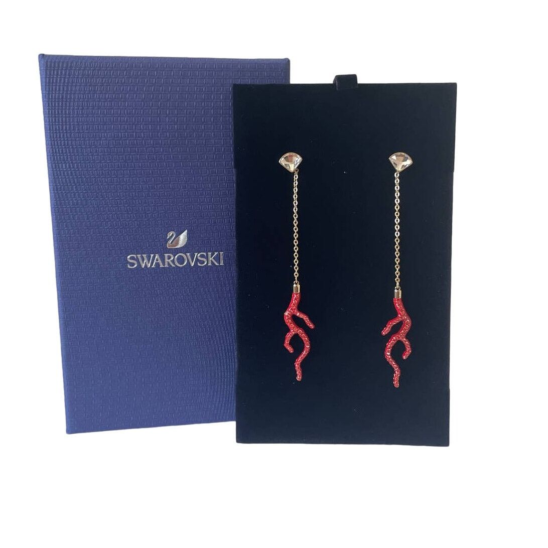 Swarovski Swarovski Shell Coral Pierced Earrings Long Red Crystal Size ONE SIZE - 1 Thumbnail