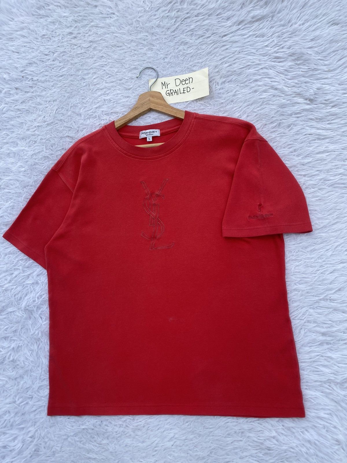 Yves Saint Laurent Rare Vintage Yves Saint Laurent YSL Embroidered Logo Tshirt Size US L / EU 52-54 / 3 - 4 Thumbnail
