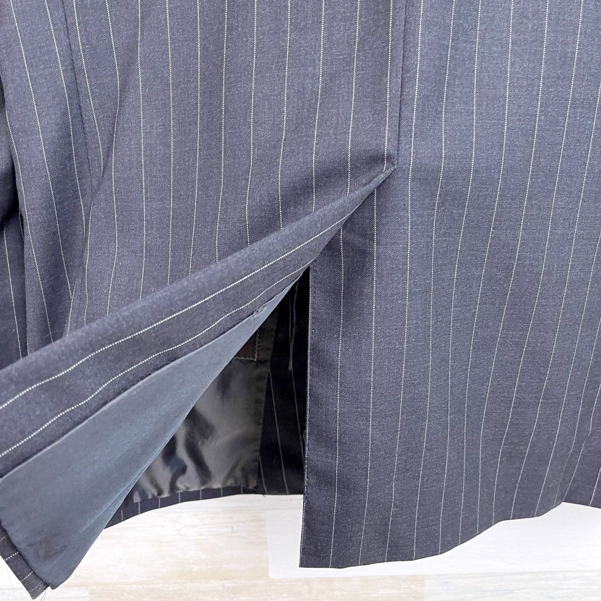 Samuelsohn Samuelsohn Wool Beckett 120s Suit Charcoal Stripe Mens 42R Size 42R - 8 Thumbnail