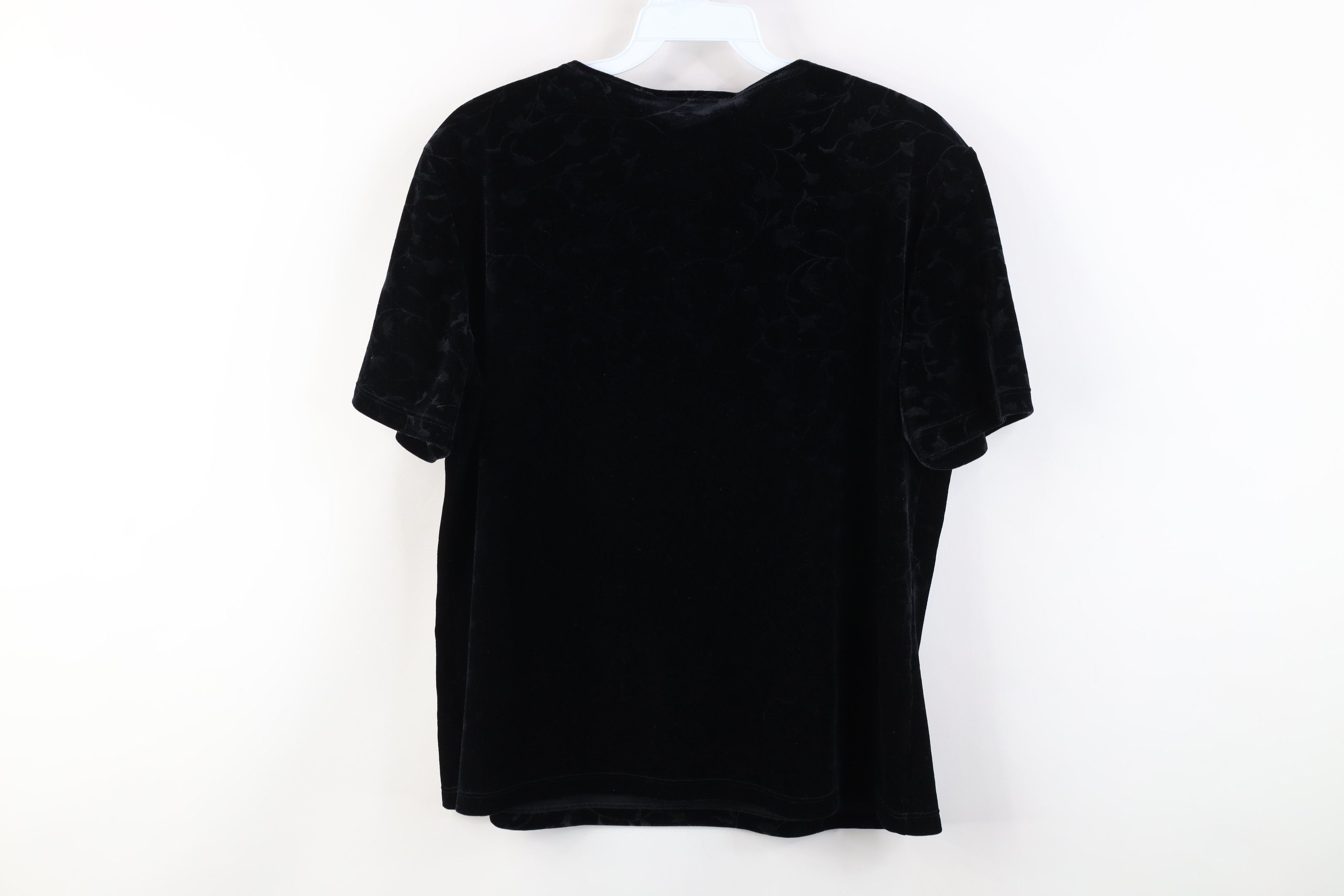 Vintage Vintage 90s Y2K Babydoll Velvet Velour T-Shirt Black USA Size L / US 10 / IT 46 - 8 Thumbnail