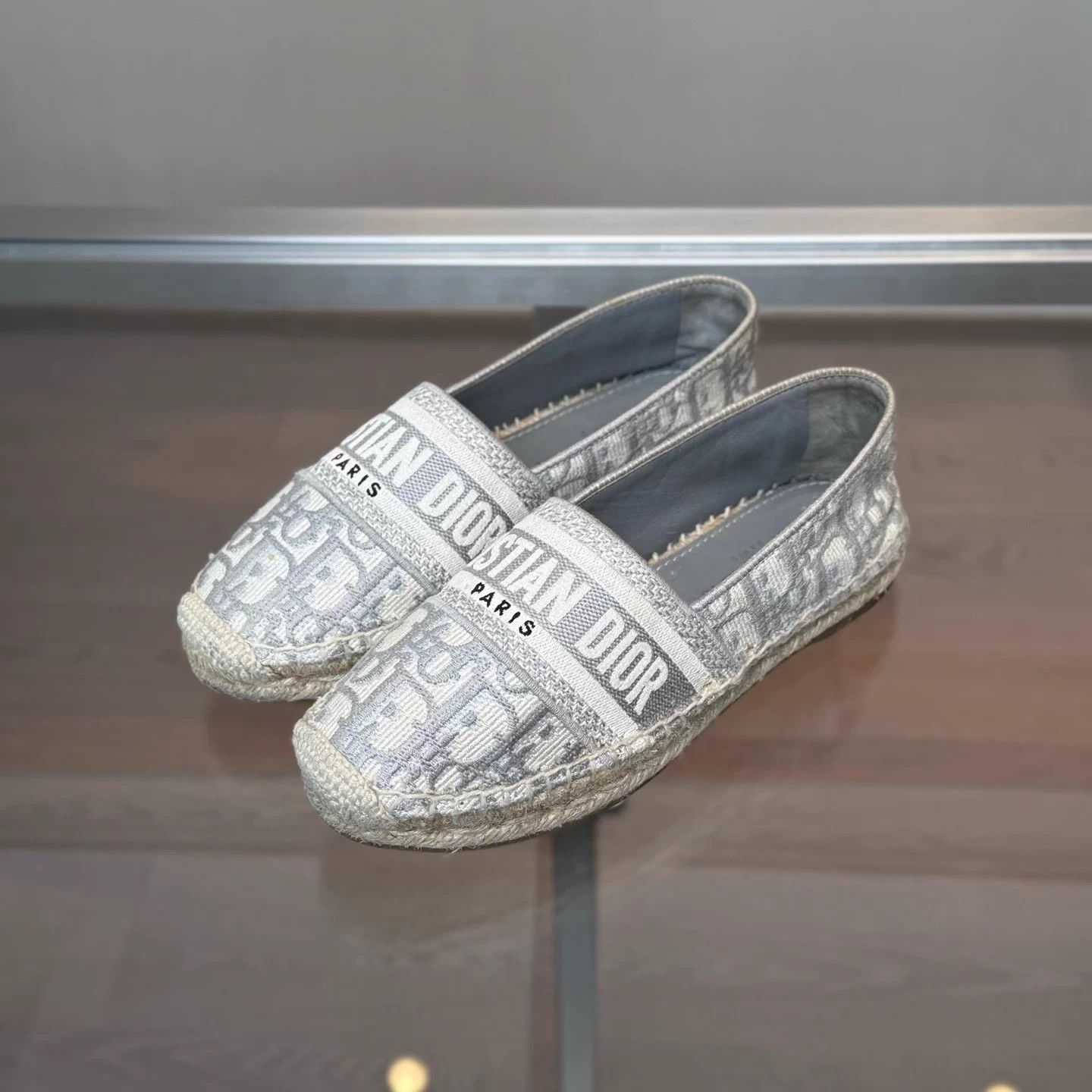 Dior Dior Gray All Over Oblique Fisherman Slipper 34W Size US 4 / IT 34 - 1 Thumbnail