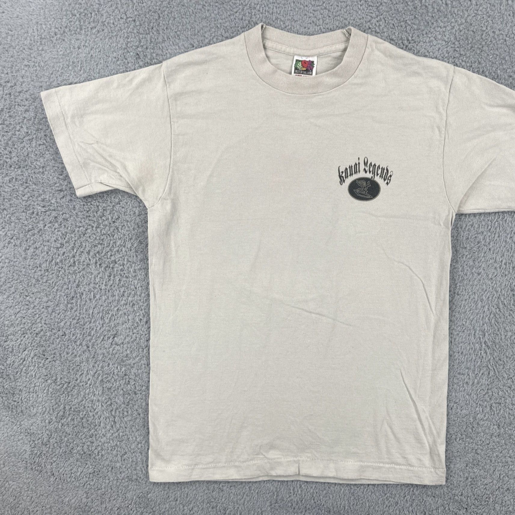 Fruit Of The Loom VINTAGE Fruit of the Loom T Shirt Men Beige 90s Surfing Hawaiian Kauai Legends USA Made M Size US M / EU 48-50 / 2 - 4 Thumbnail