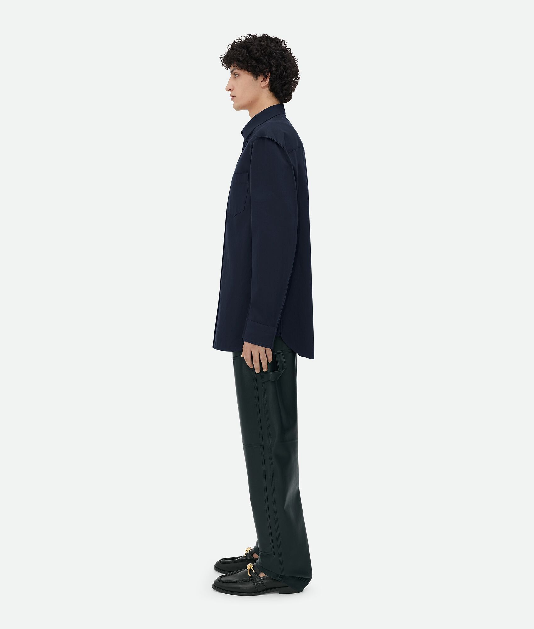 Bottega Veneta o1s1rm0426 Cotton Twill Shirt in Navy Size US M / EU 48-50 / 2 - 2 Thumbnail