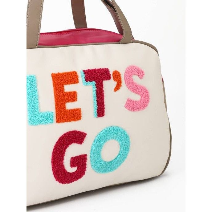 Other Cream & Pink "Lets Go" Trolley Sleeve Travel Duffle Bag W Size ONE SIZE - 2 Thumbnail