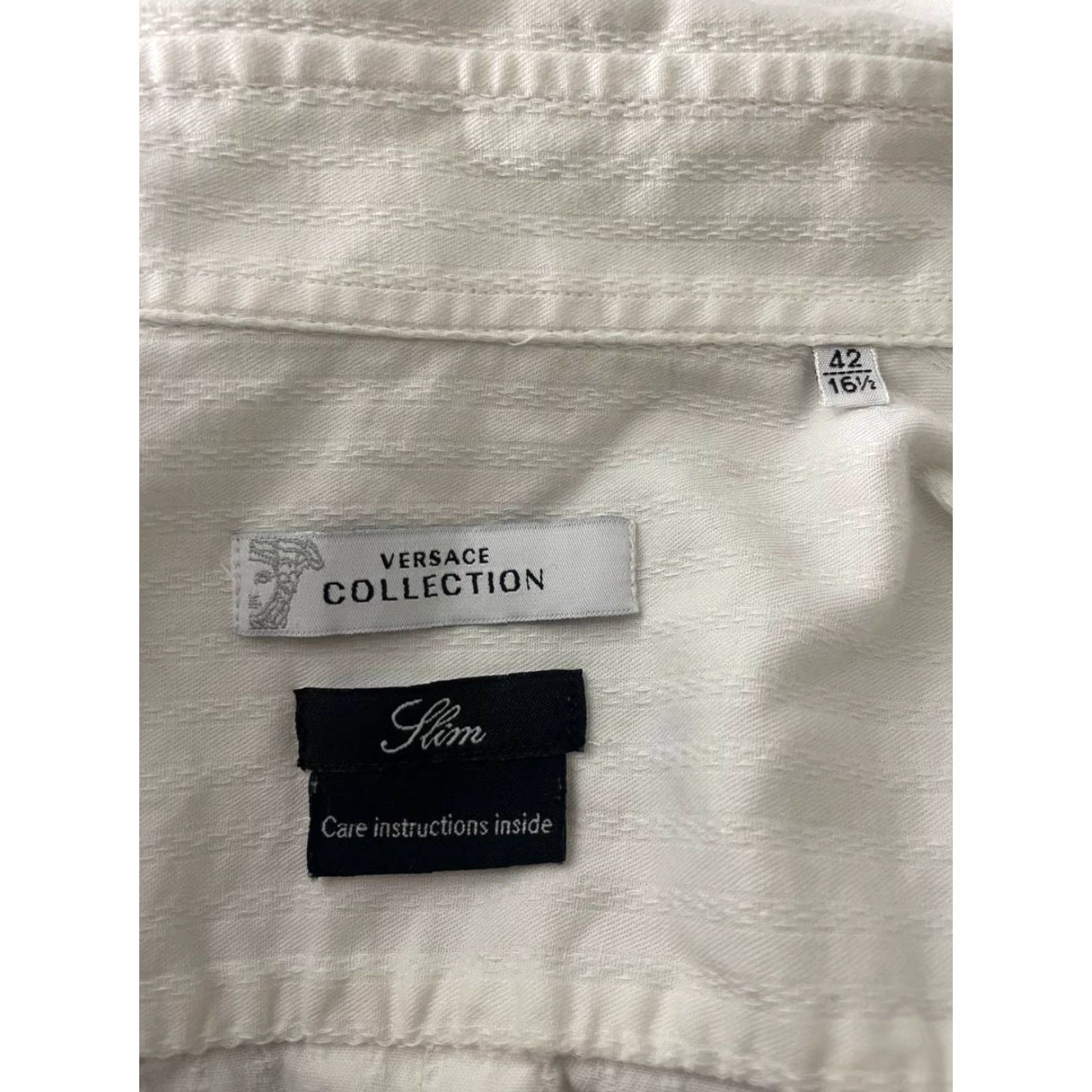 Vintage Versace Collection Mens Button-Up Shirt 42 White Cotton Long Sleeve Button-Down Collared Casual Business Formal Size US XL / EU 56 / 4 - 3 Thumbnail