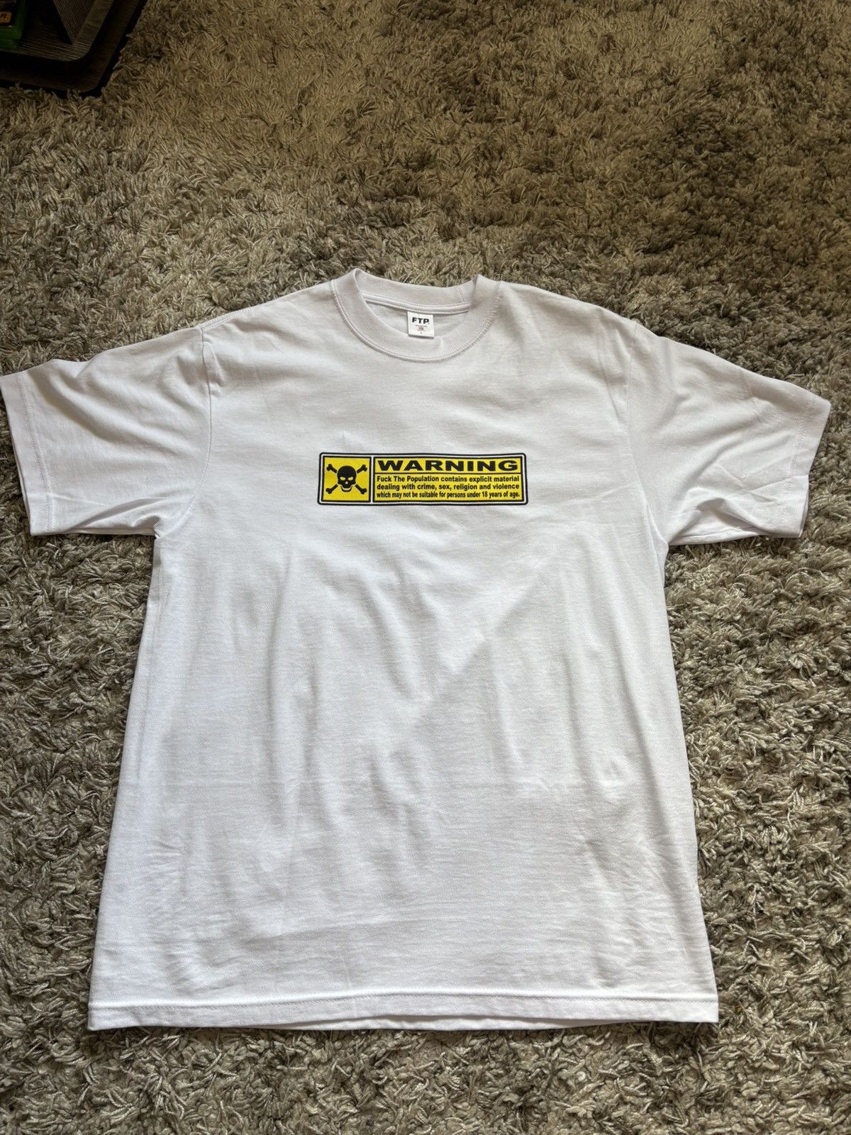 Fuck The Population FTP (Fuck The Population) Warning Label Tee — White Size US L / EU 52-54 / 3 - 1 Thumbnail
