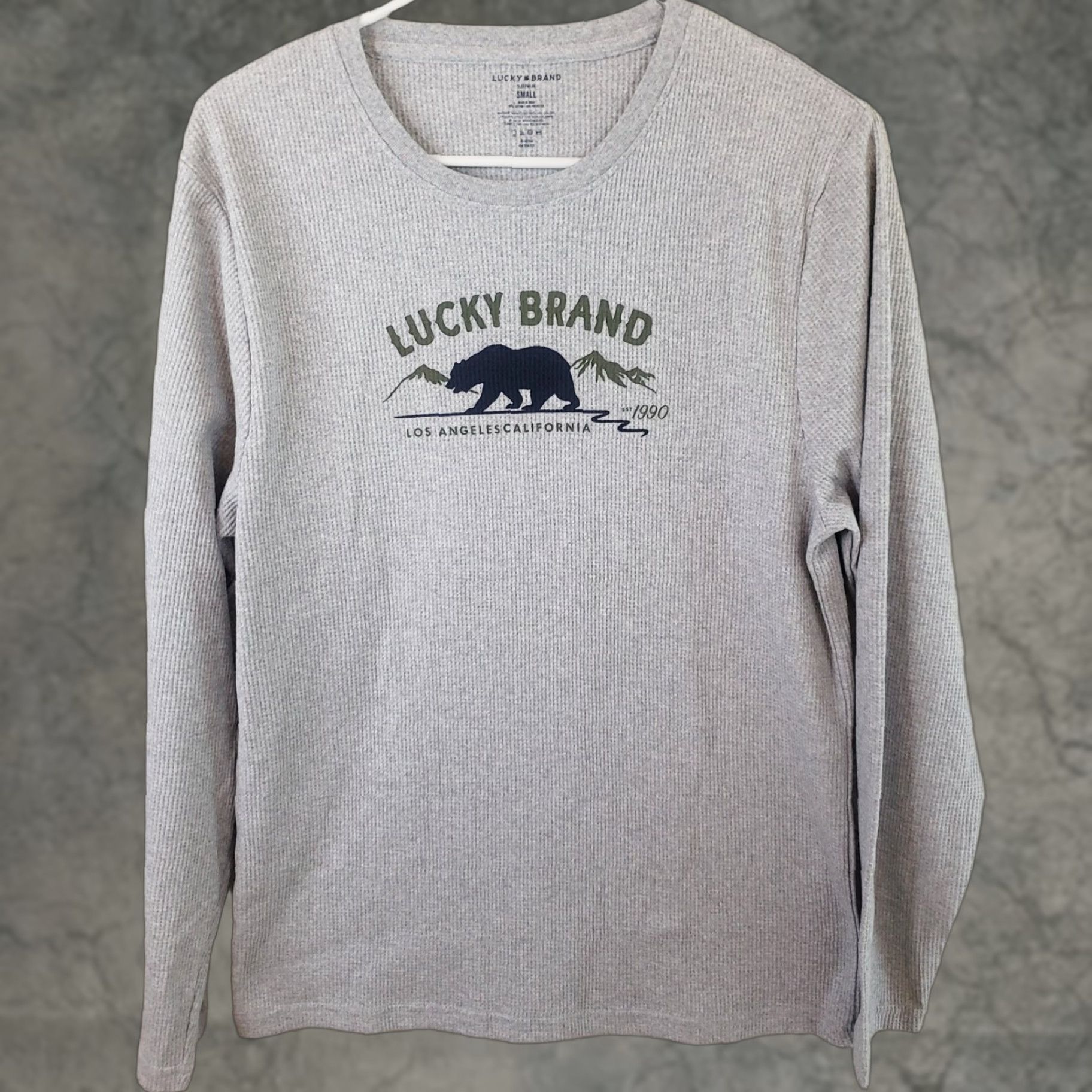 Lucky Brand Lucky Brand Henley Waffle Knit Long Sleeve Tee Gray Mens S Bear Logo New Vintage Size US S / EU 44-46 / 1 - 1 Thumbnail