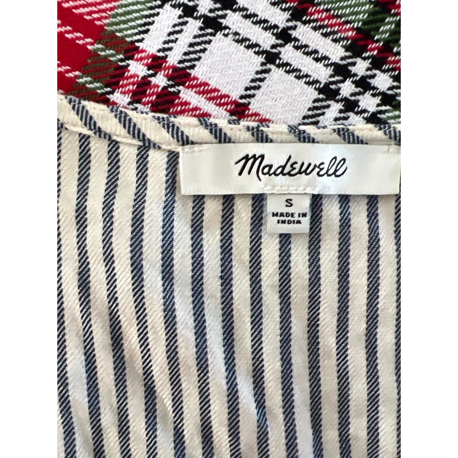 Madewell MADEWELL Blue and White Striped Short sleeve top small boho Size S / US 4 / IT 40 - 5 Thumbnail