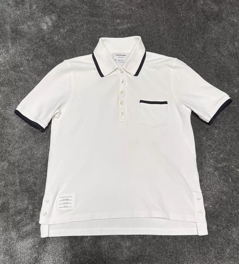 Thom Browne Thom BrowneWhite short-sleeved POLO shirt T-shirt 2503-Nex Size M / US 6-8 / IT 42-44 - 1 Thumbnail