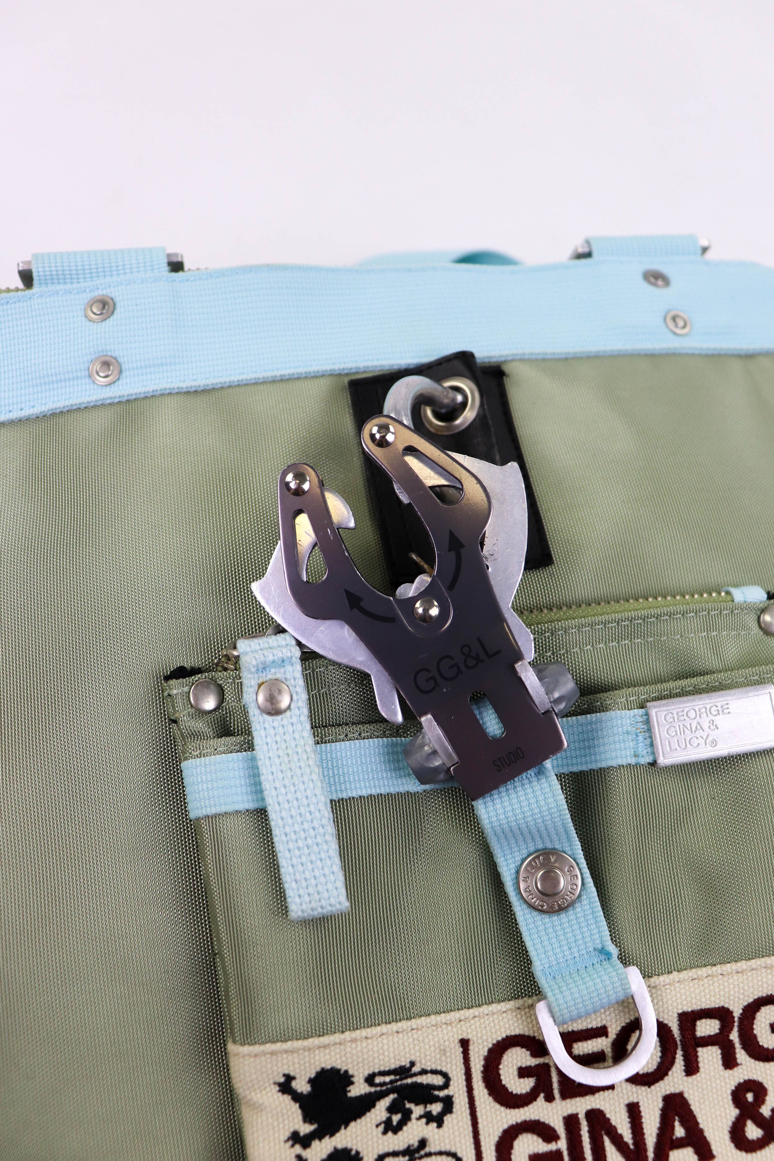 Japanese Brand GGL George Gina & Lucy Khaki Olive Nylon Cargo Shoulder Bag Size ONE SIZE - 12 Thumbnail