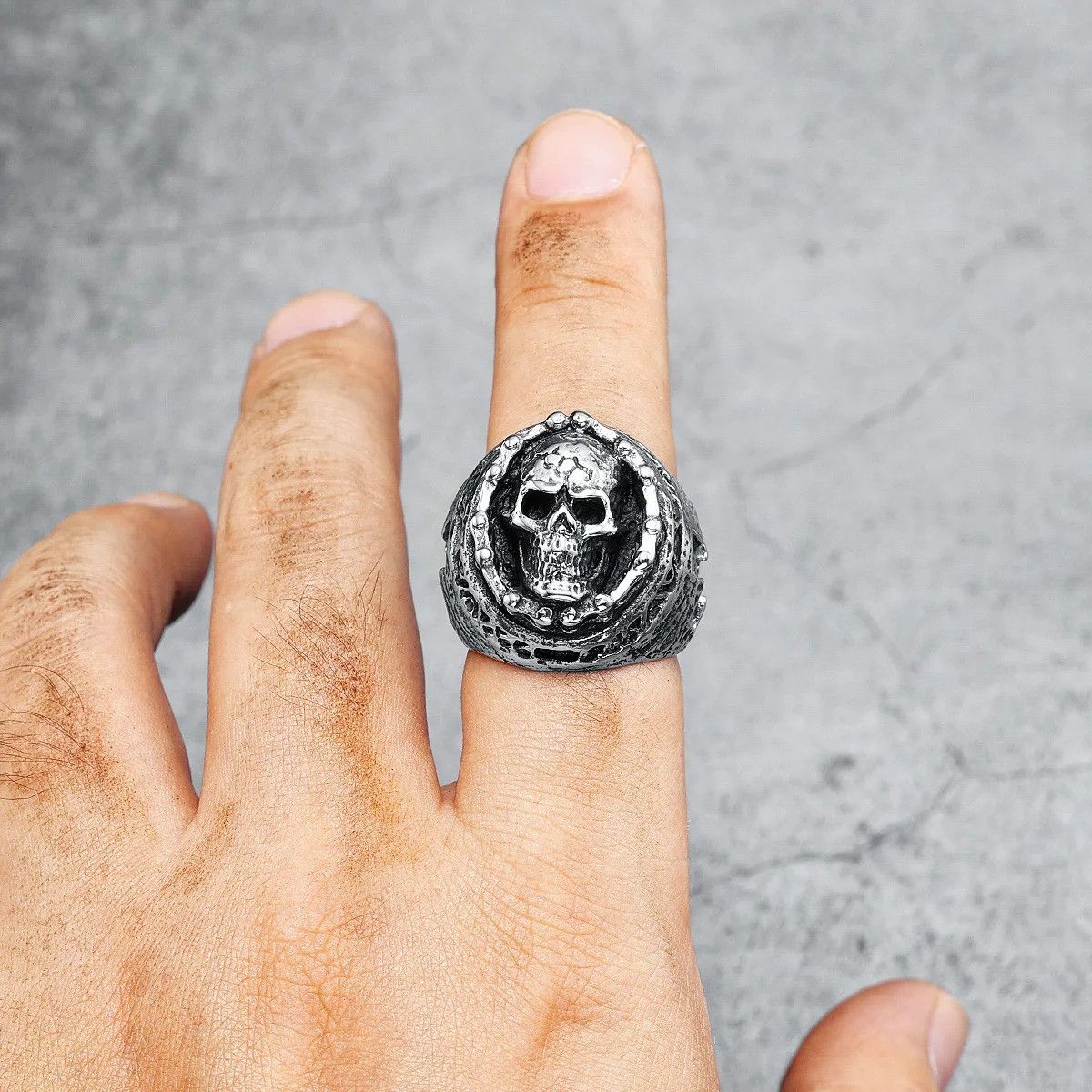 Jewelry Punk Skull Ring Streetwear Jewelry Fashion Gift Size ONE SIZE - 3 Thumbnail