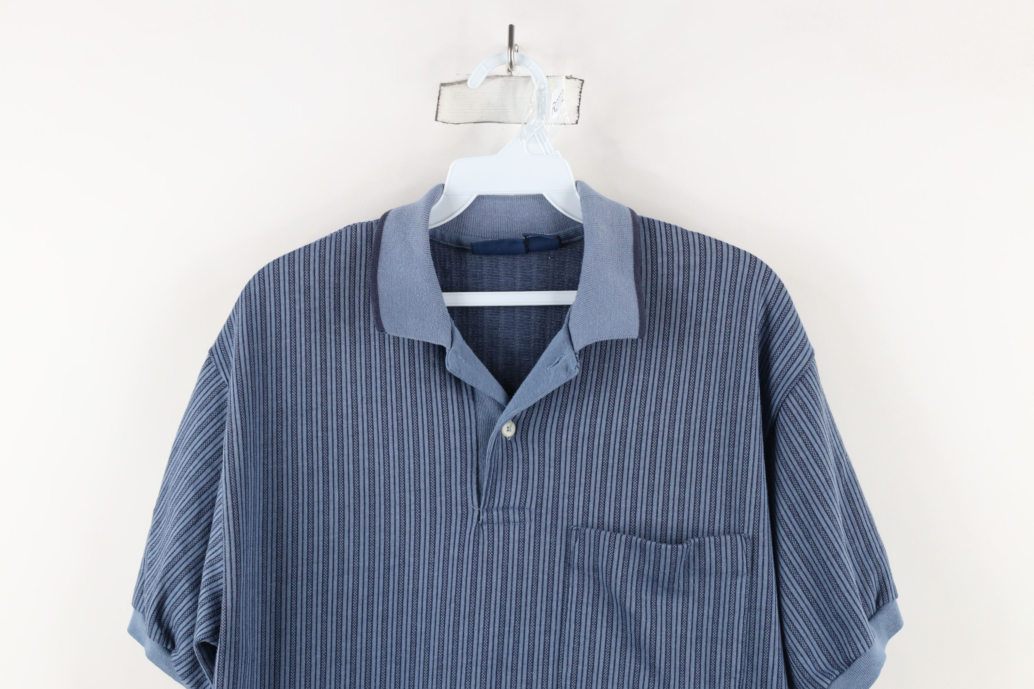 Vintage Vintage 90s Streetwear Striped Knit Collared Polo Shirt Blue Size US M / EU 48-50 / 2 - 2 Thumbnail