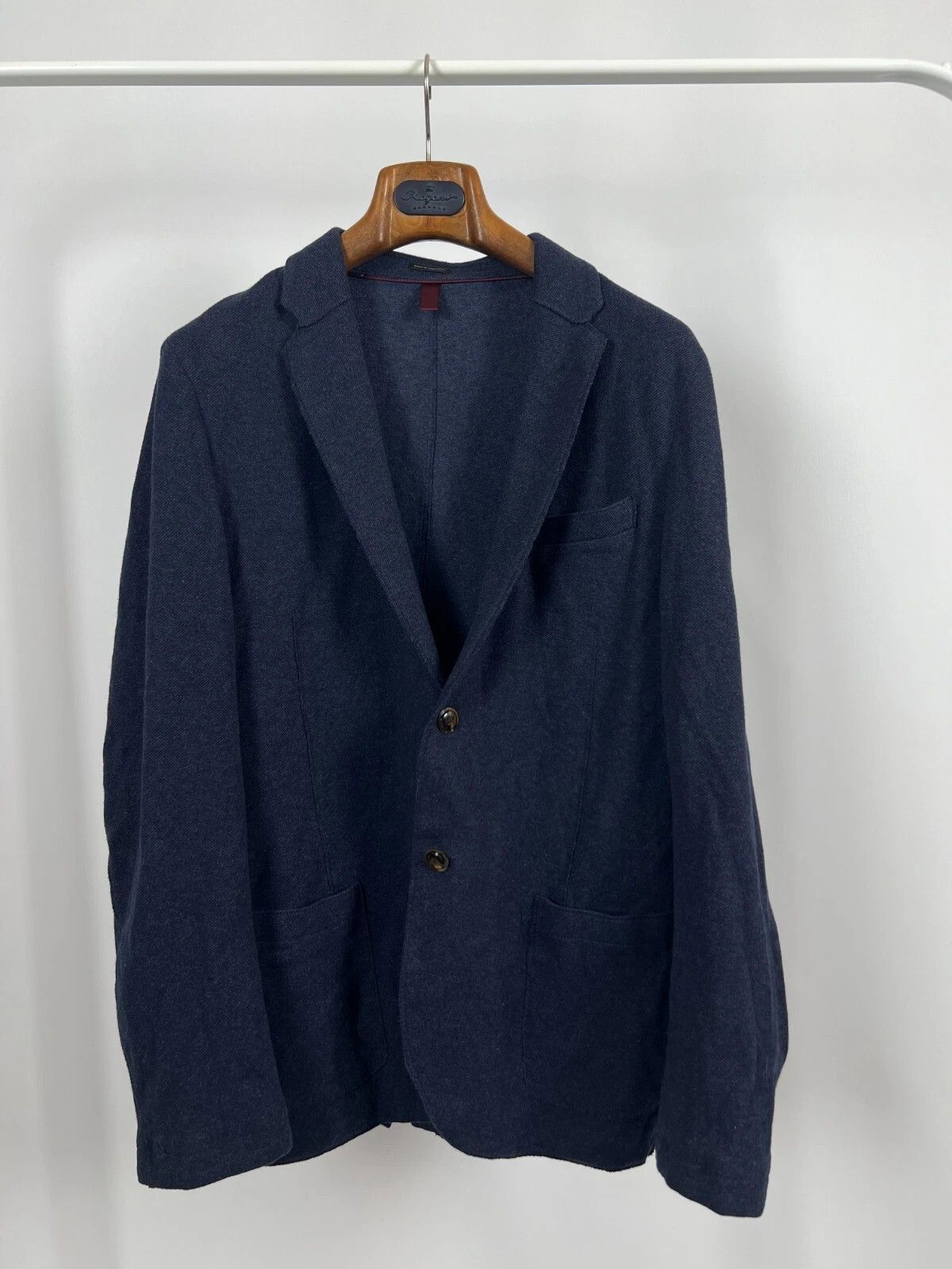 Massimo Dutti Massimo Dutti Navy Blue Unlined Soft Cotton Blazer Jacket Size 40R - 4 Thumbnail