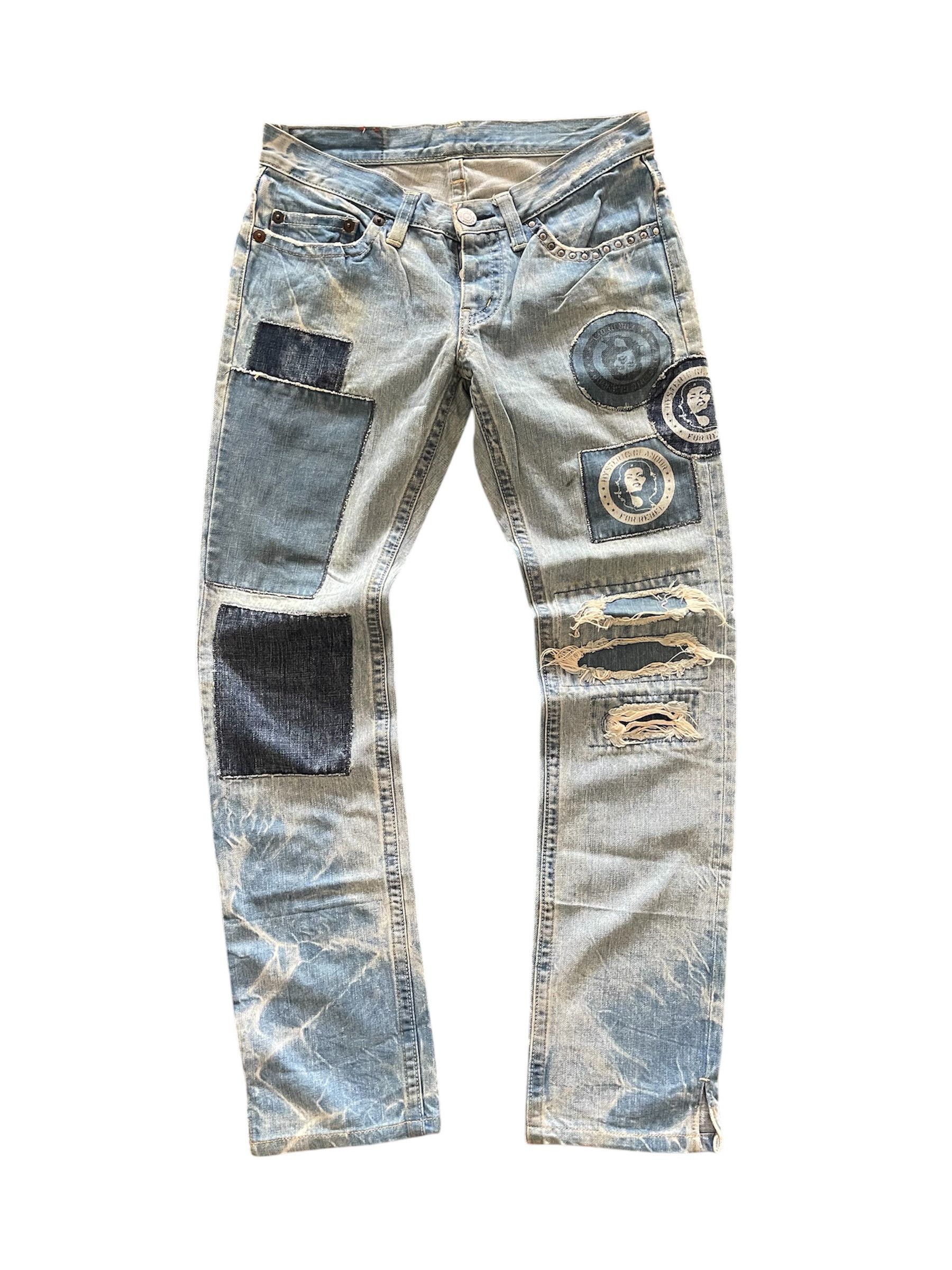 Hysteric Glamour Patchwork Low Rise Baby Blue Reconstruck
