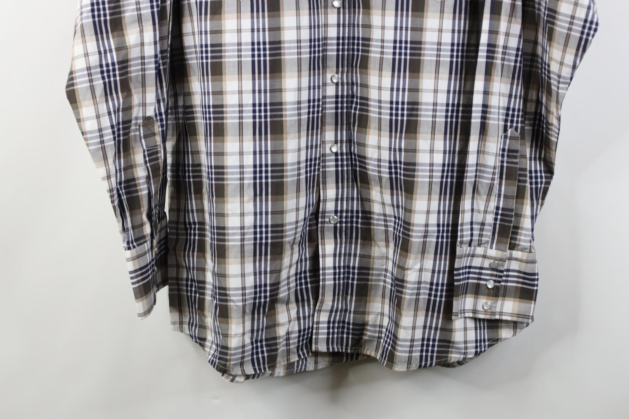 Wrangler Vintage 90s Wrangler Cowboy Pearl Snap Button Shirt Plaid Size US XL / EU 56 / 4 - 3 Thumbnail