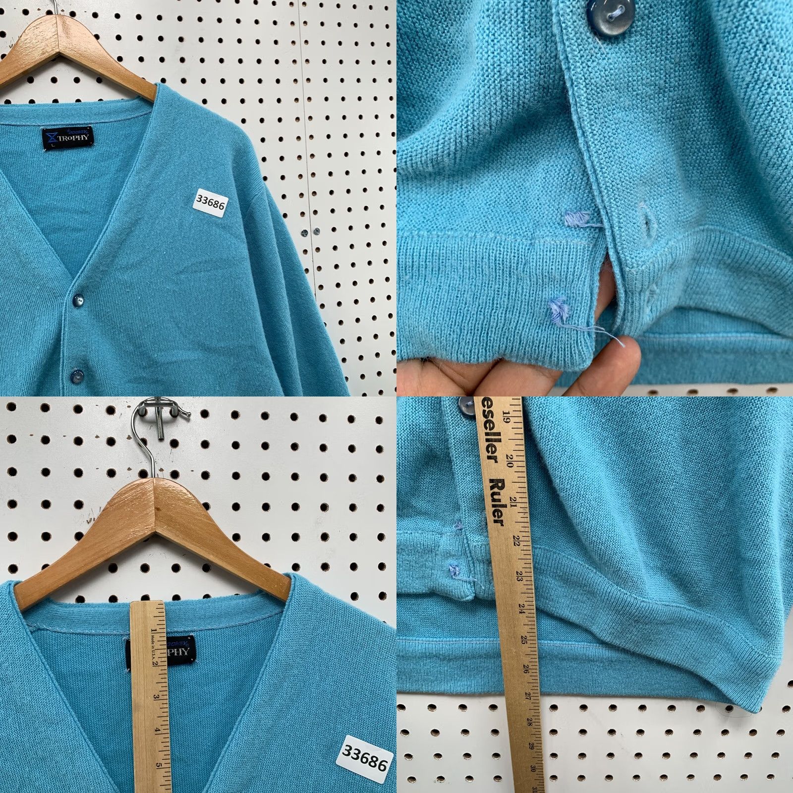 Jockey Vintage Jockey Sweater Cardigan Mens Large Sky Blue Trophy Button 23x25 Size US L / EU 52-54 / 3 - 8 Thumbnail