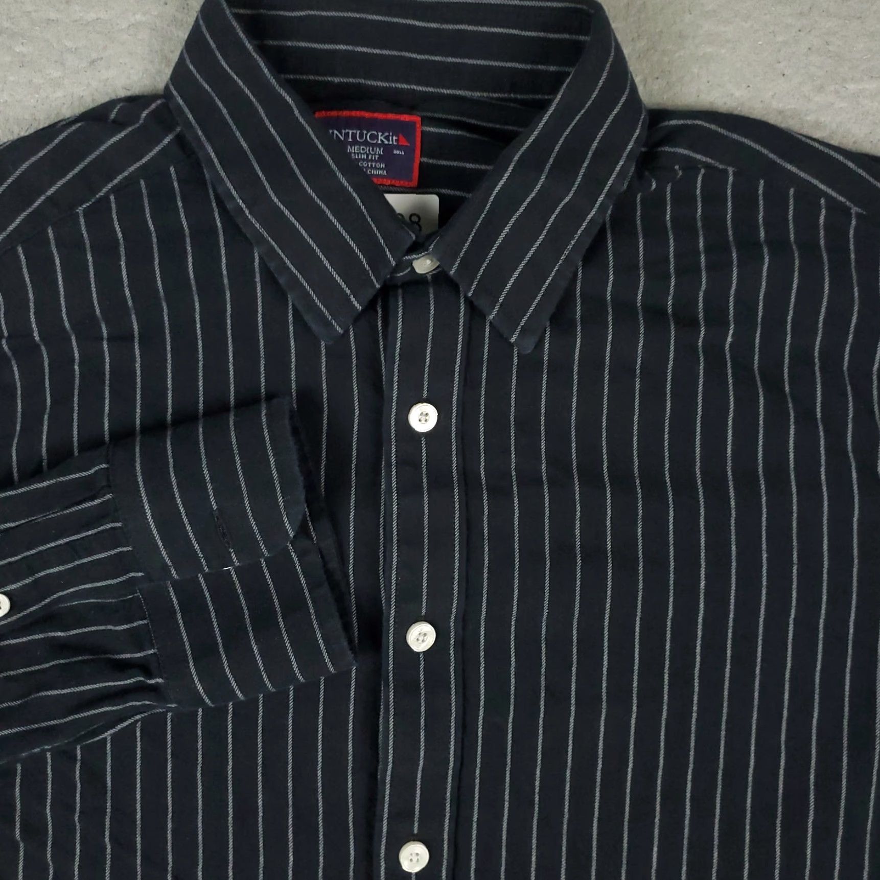 UNTUCKit UNTUCKit Mens Shirt Black Striped Slim Fit Flannel Button Up Long Sleeve Modern Classic Button-Up Size US M / EU 48-50 / 2 - 2 Thumbnail
