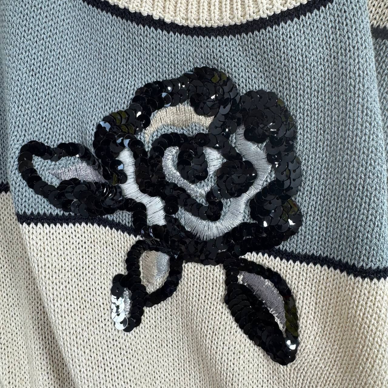 Escada Escada by Margaretha Ley Striped Knit Sweater Floral 38 Size M / US 6-8 / IT 42-44 - 4 Thumbnail