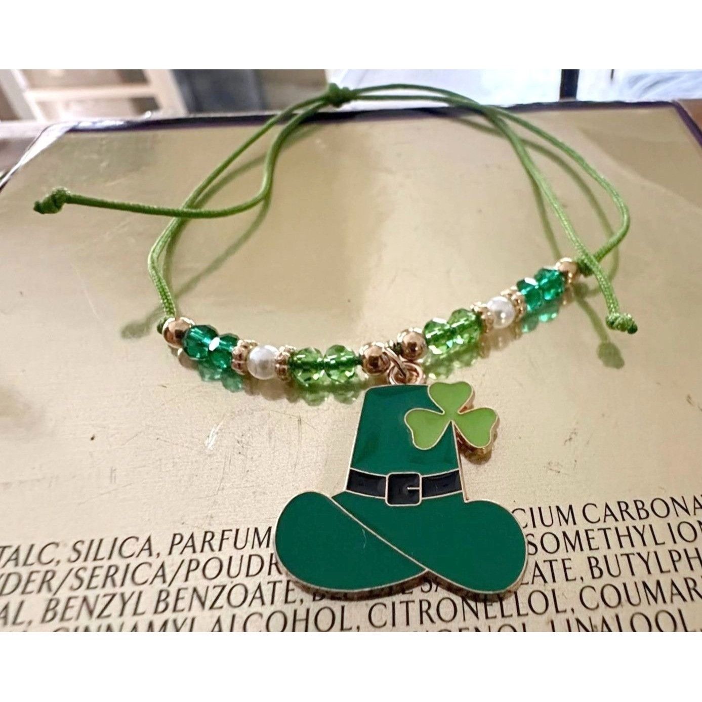 Handmade St Patricks Day Knotted String Beaded Bracelet Leprechaun Ha Size ONE SIZE - 10 Thumbnail