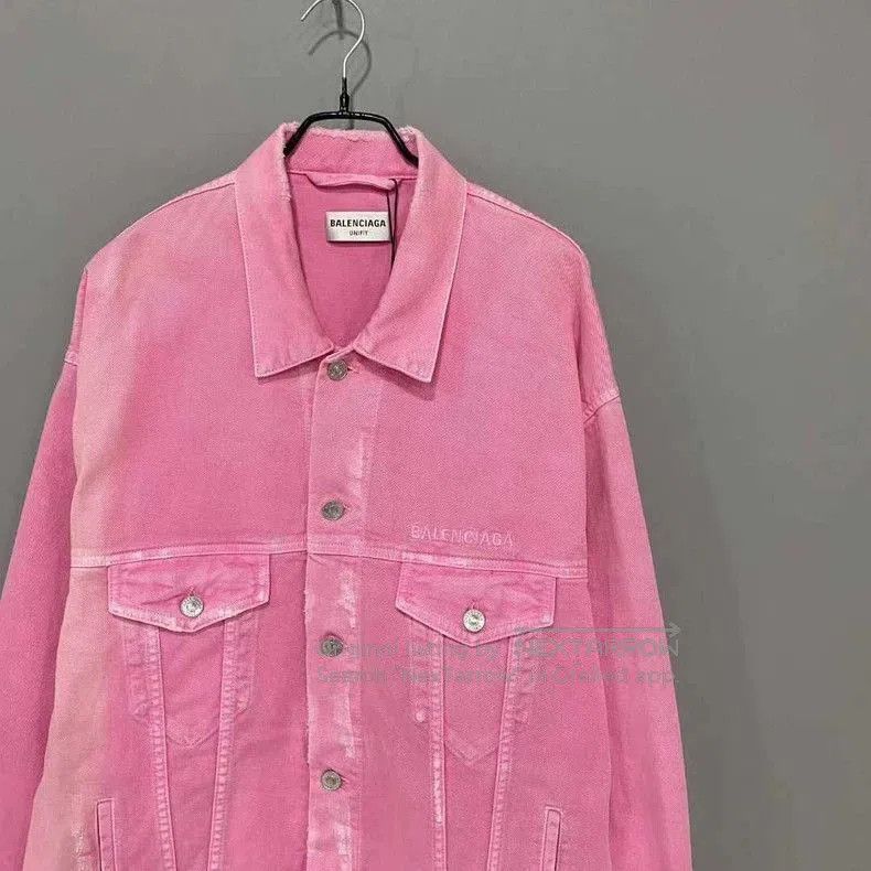 Balenciaga Balenciaga Pink Washed Denim Jacket. Size US M / EU 48-50 / 2 - 2 Thumbnail