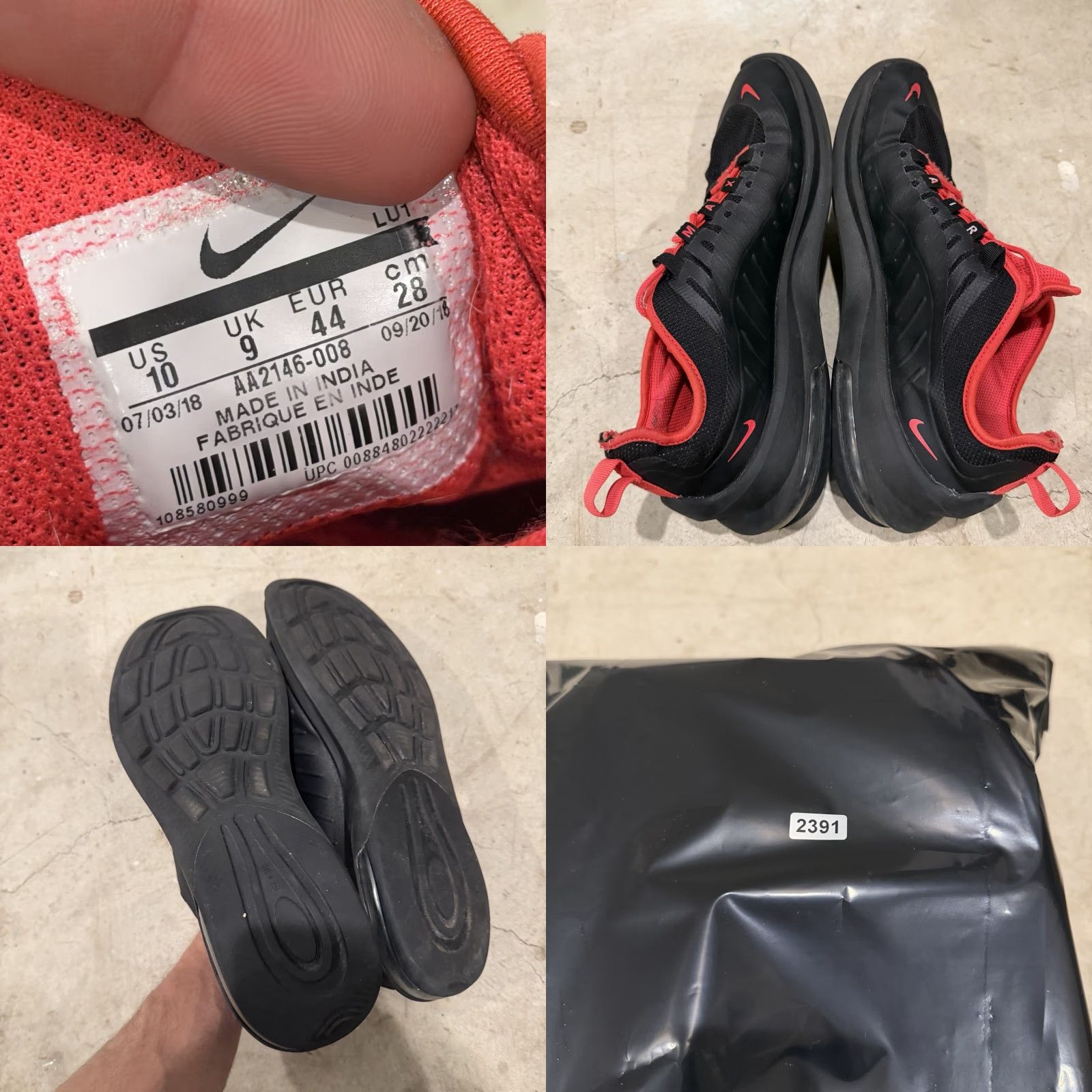 Nike Nike Air Max Axis Sneaker Men Black Red Orbit AA2146-008 Size 10 Tears Size US 9 / EU 42 - 8 Thumbnail
