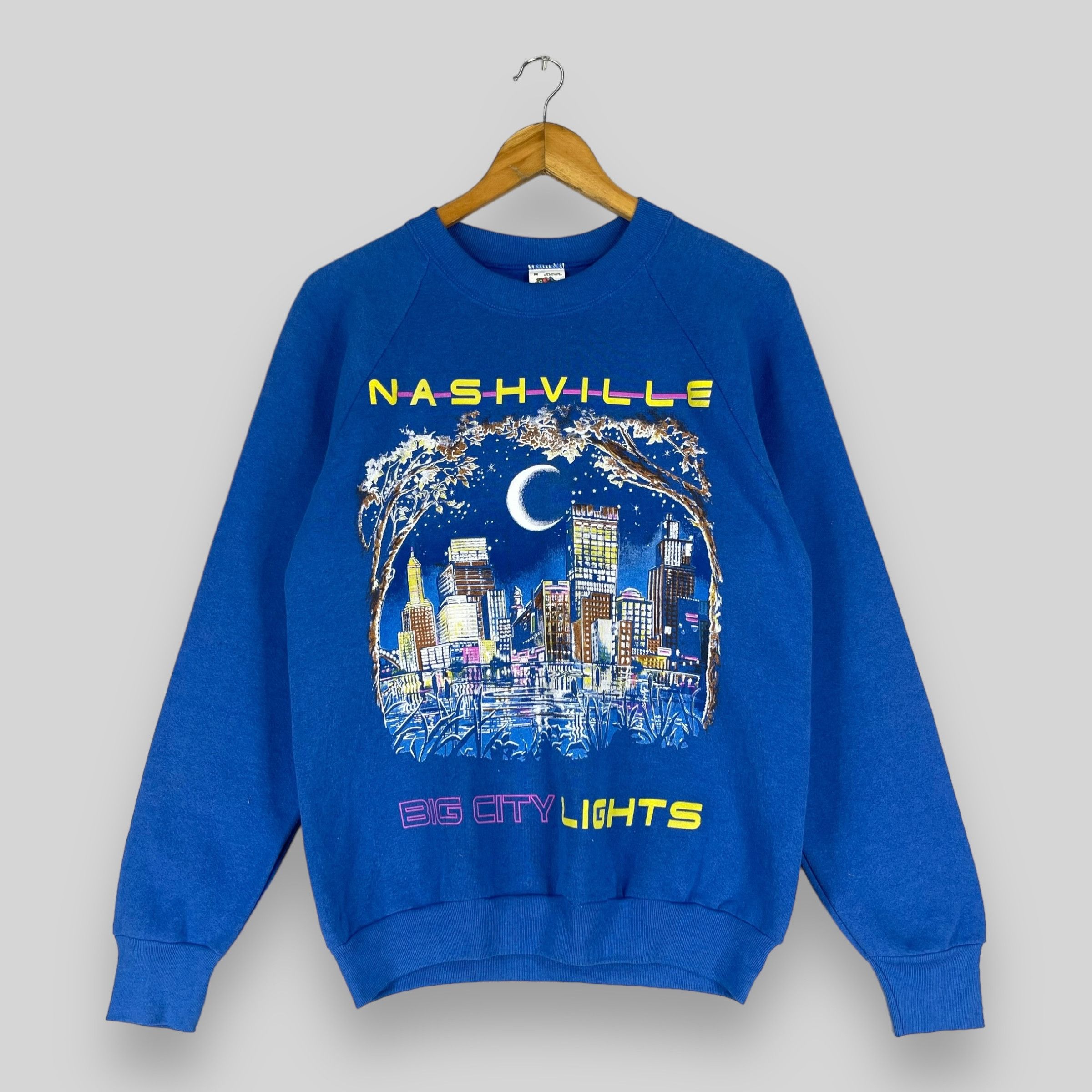 Fruit Of The Loom × Vintage Vintage 90's NASHVILLE Big City Light Printed Sweatshirt Size US M / EU 48-50 / 2 - 1 Thumbnail