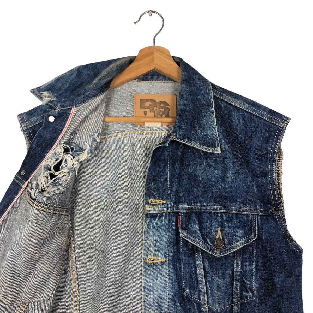 Japanese Brand 🔥Vintage Denim Tank Top Trucker Cafe Racer RSM Issey Miyake Size US M / EU 48-50 / 2 - 11 Thumbnail