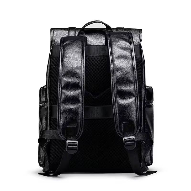 Japanese Brand Large Capacity Streetwear PU Leather Backpack Bag Size ONE SIZE - 2 Thumbnail