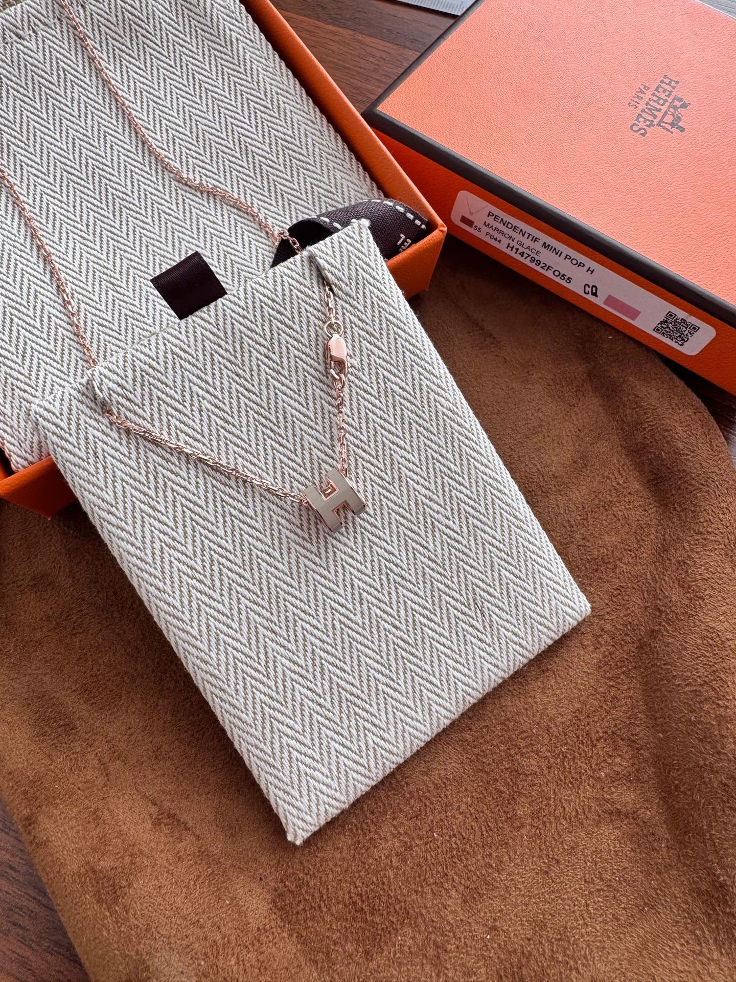 Hermes HERMES Mini Pop H Necklace Milk Tea Rose Gold Size ONE SIZE - 6 Thumbnail