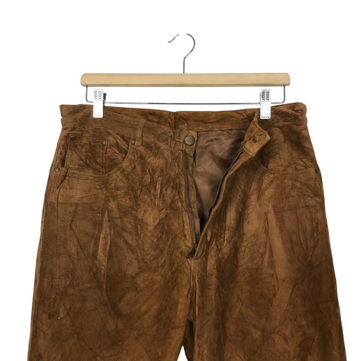 Japanese Brand 🔥VINTAGE SUEDE SOFT LEATHER PANTS BIKER HALLHUBER Size US 32 / EU 48 - 15 Thumbnail