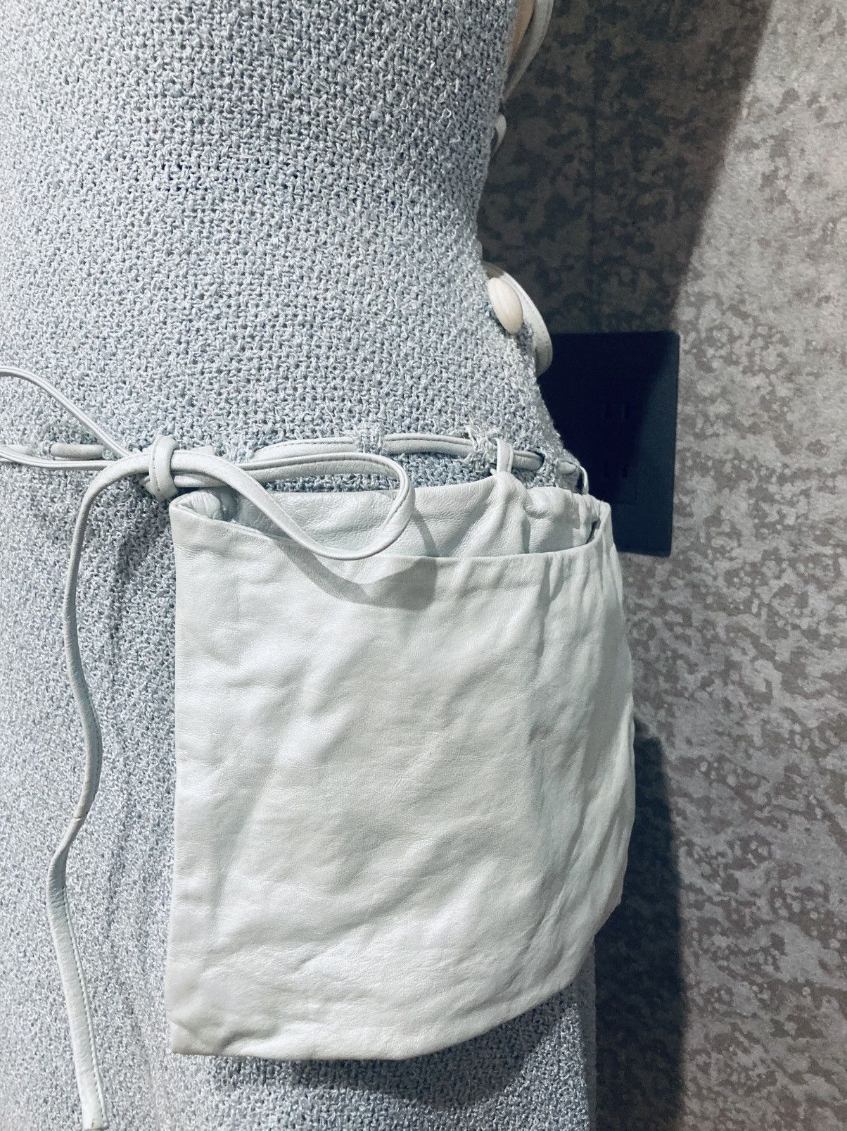 Japanese Brand 2000s Runway Open Back Knit Dress Lamb Leather Cord Y2K Size S / US 4 / IT 40 - 7 Thumbnail