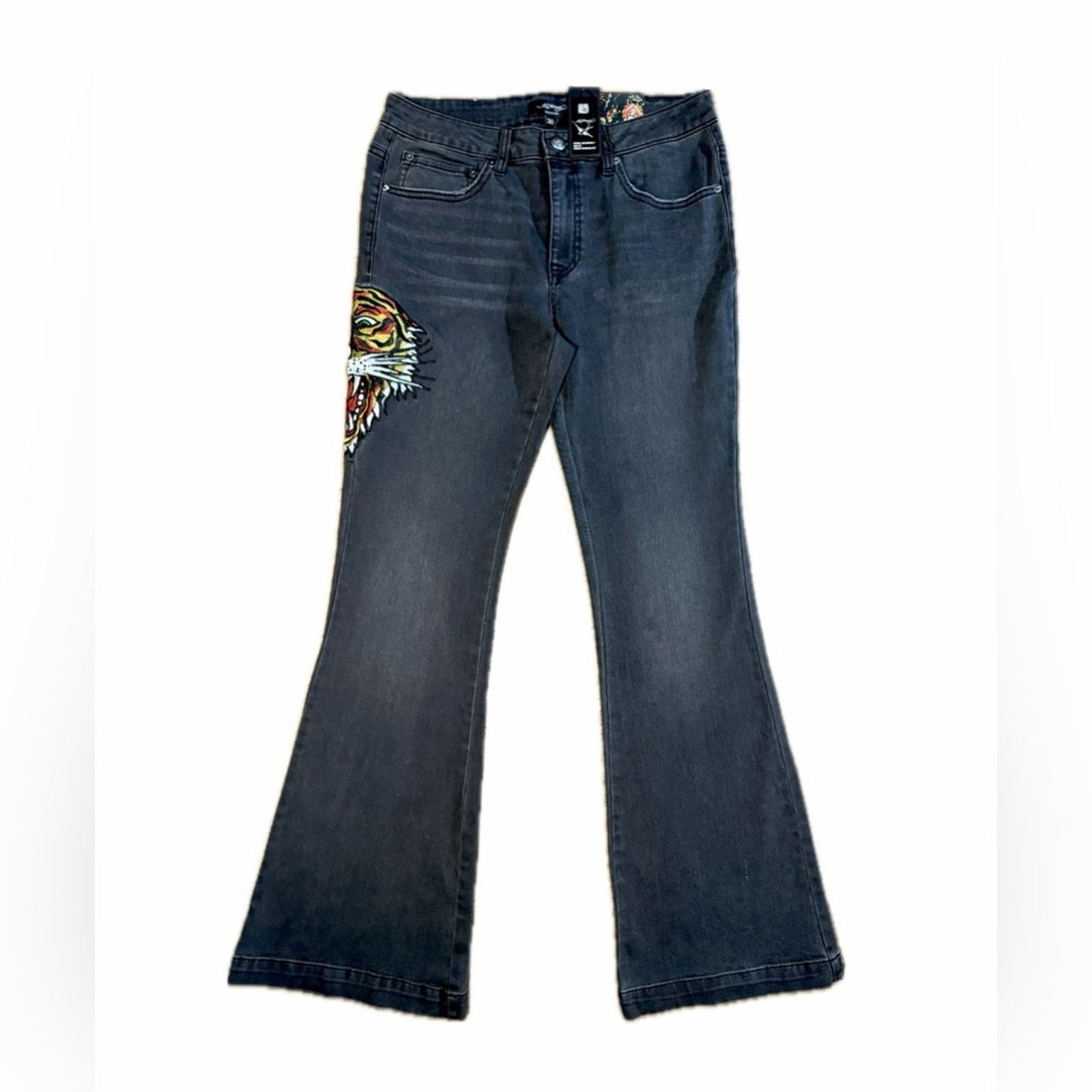 Ed Hardy ED HARDY TIGER HEAD SLIM FLARE JEANS Size 30" / US 8 / IT 44 - 1 Thumbnail