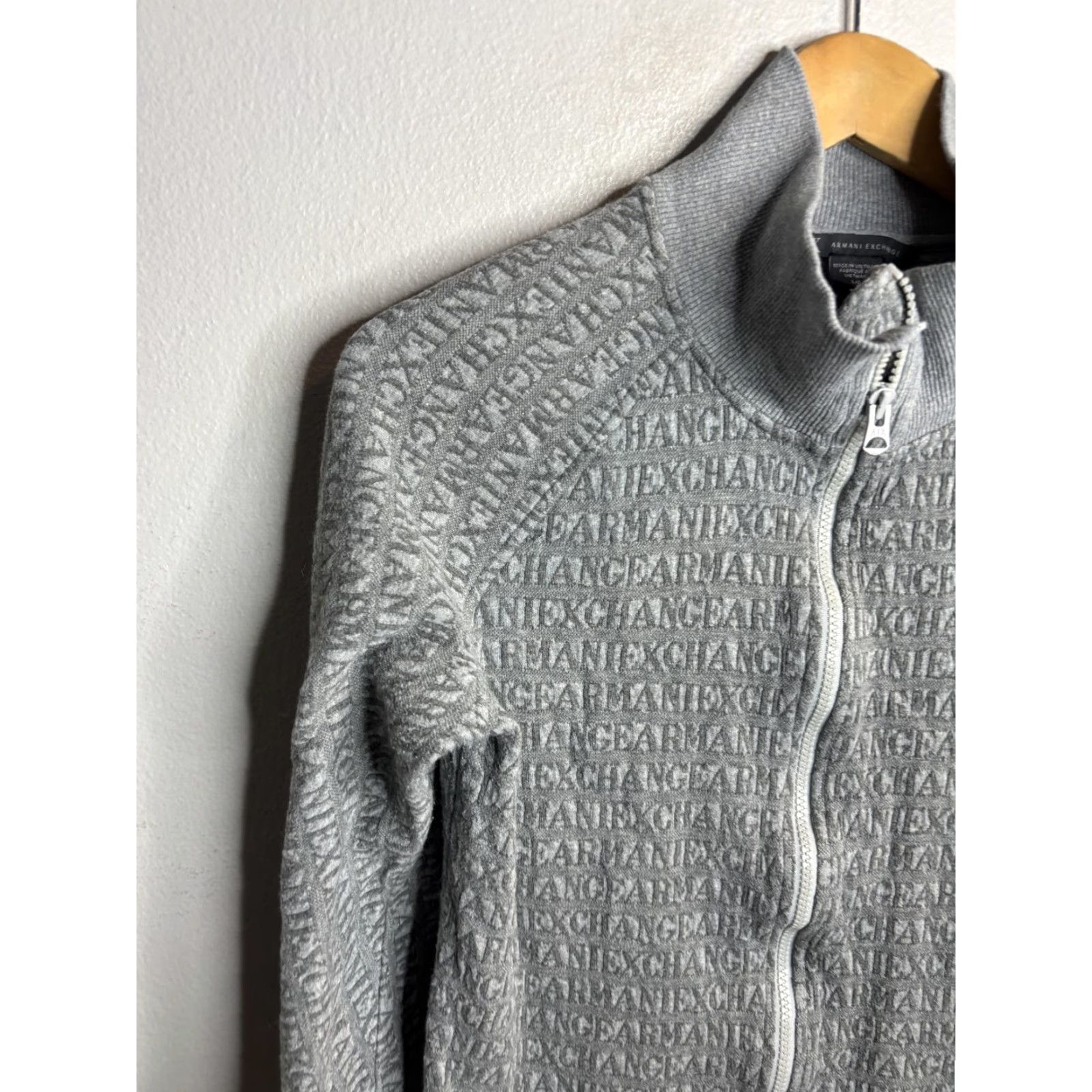 Armani Exchange Armani Exchange Sweater Womens Small Gray Full Zip Monogram Logo Stand Collar Size S / US 4 / IT 40 - 2 Thumbnail