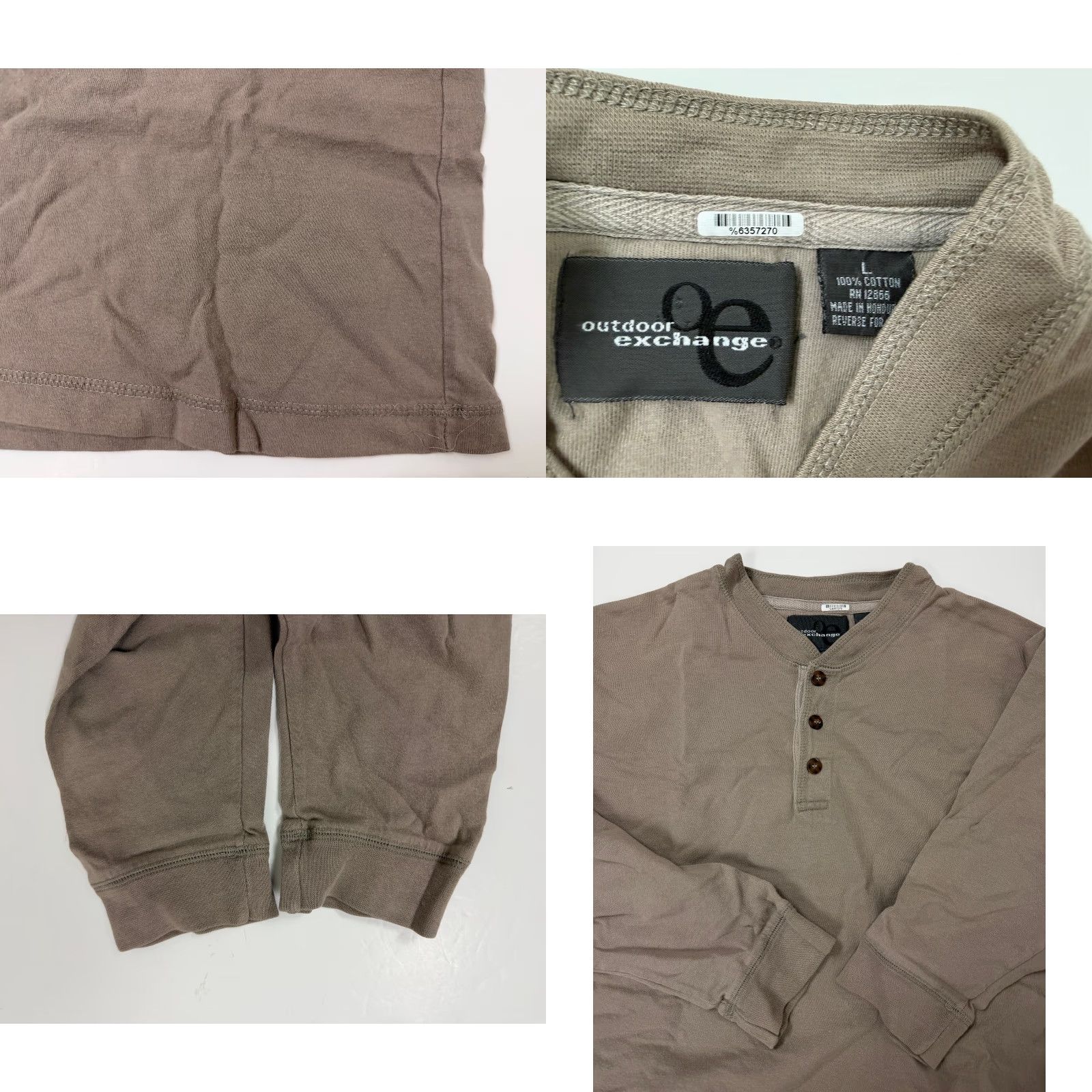 Vintage VINTAGE Outdoor Exchange Shirt Men L Beige Henley Midweight Cotton 90s Grunge Outdoor Mens Size US L / EU 52-54 / 3 - 8 Thumbnail