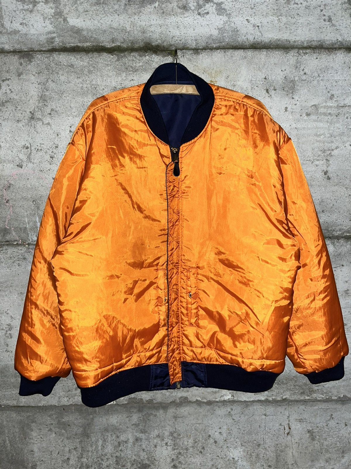 Alpha Industries 90s Korean Reversible Baggy Navy Bomber Winter Jacket Vtg Size US XL / EU 56 / 4 - 15 Thumbnail