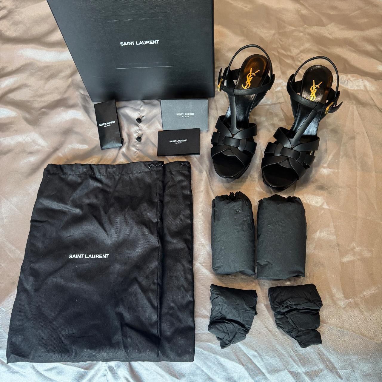 Saint Laurent Paris Yves Saint Laurent Black Tribute Heels Size US 9 / IT 39 - 2 Thumbnail