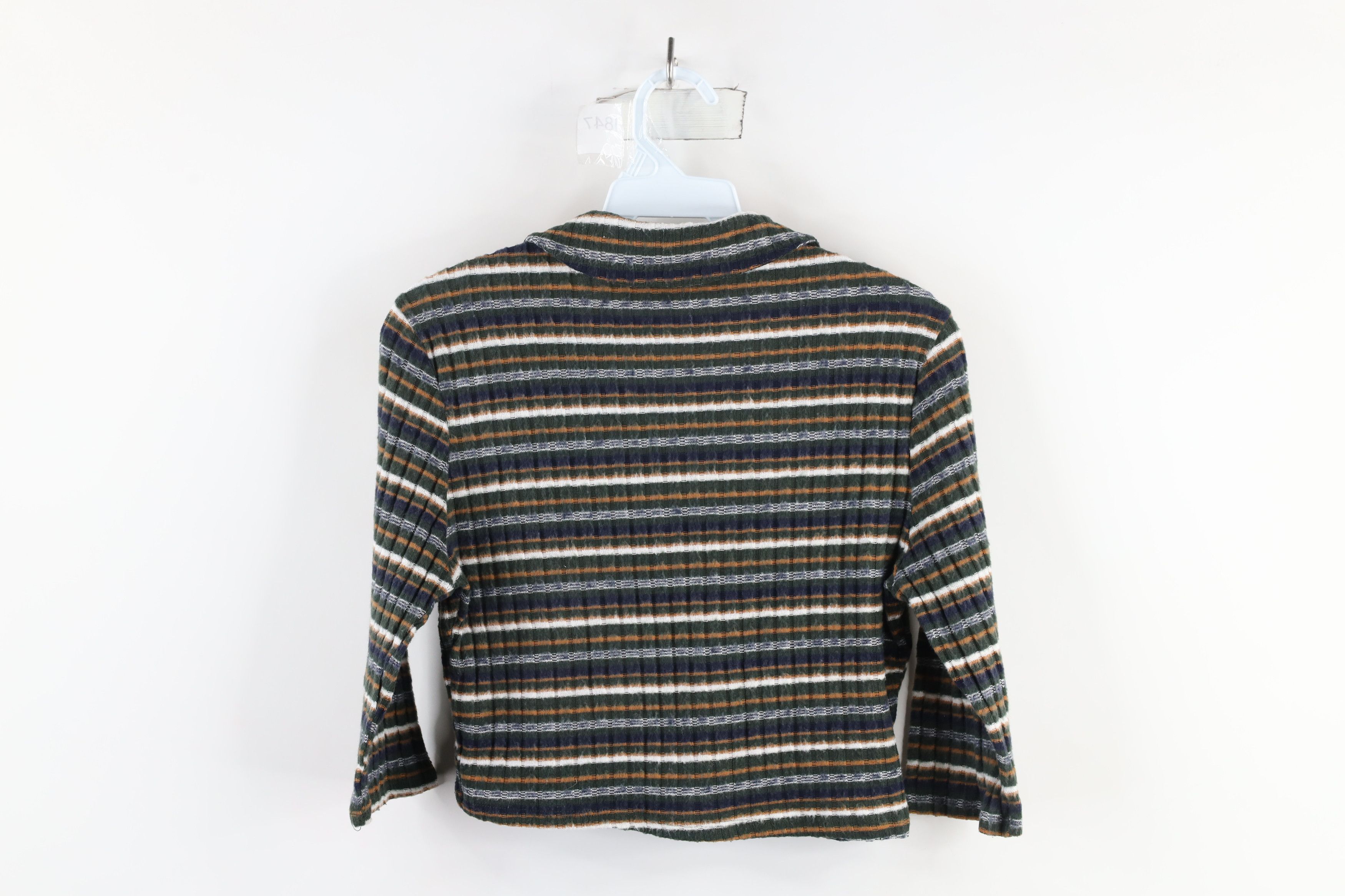 Vintage Y2K Streetwear Ribbed Striped Half Zip Cropped Polo Shirt Size M / US 6-8 / IT 42-44 - 8 Thumbnail