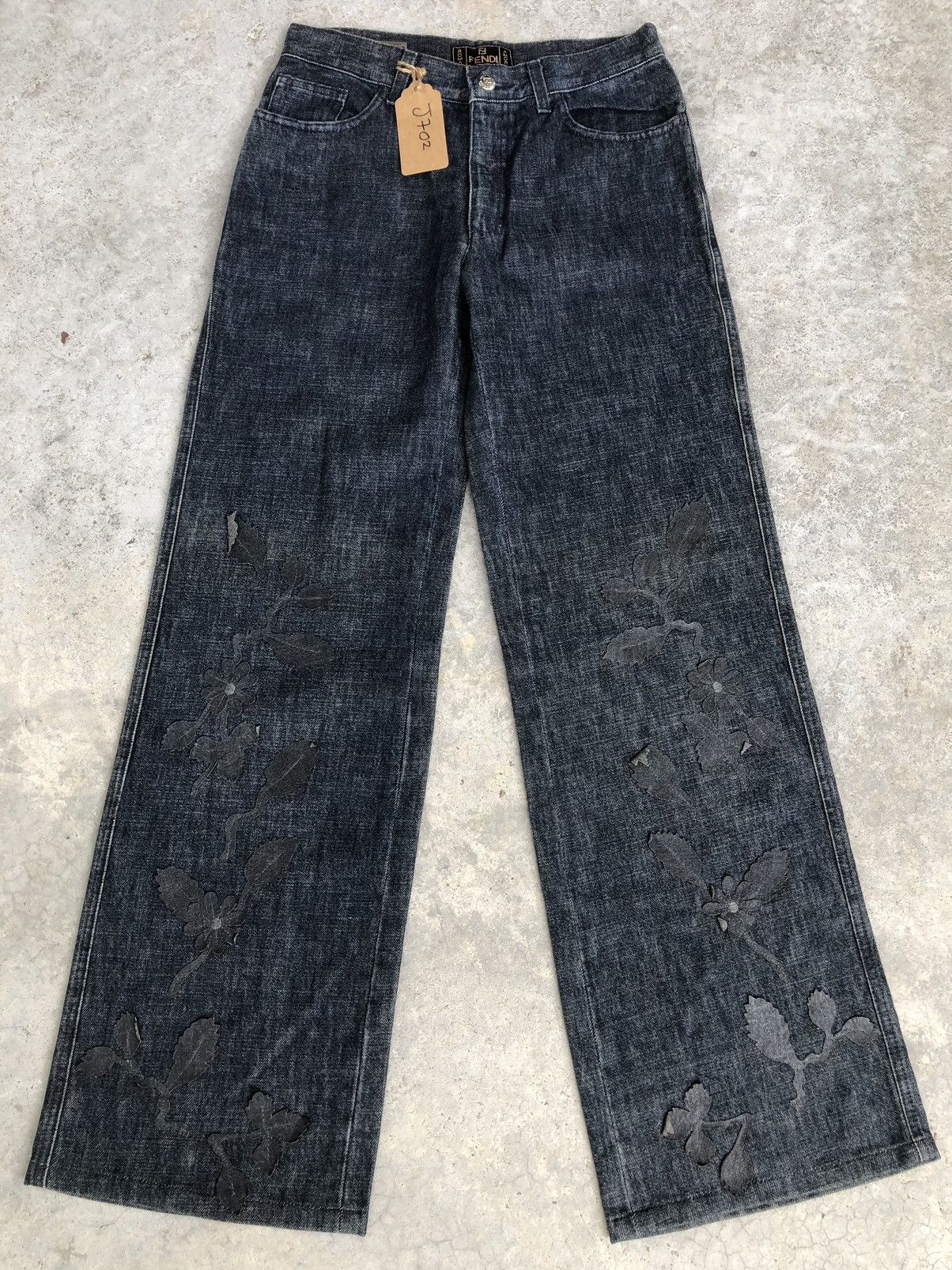 Rare Fendi Flared Jeans Patchwork Flower