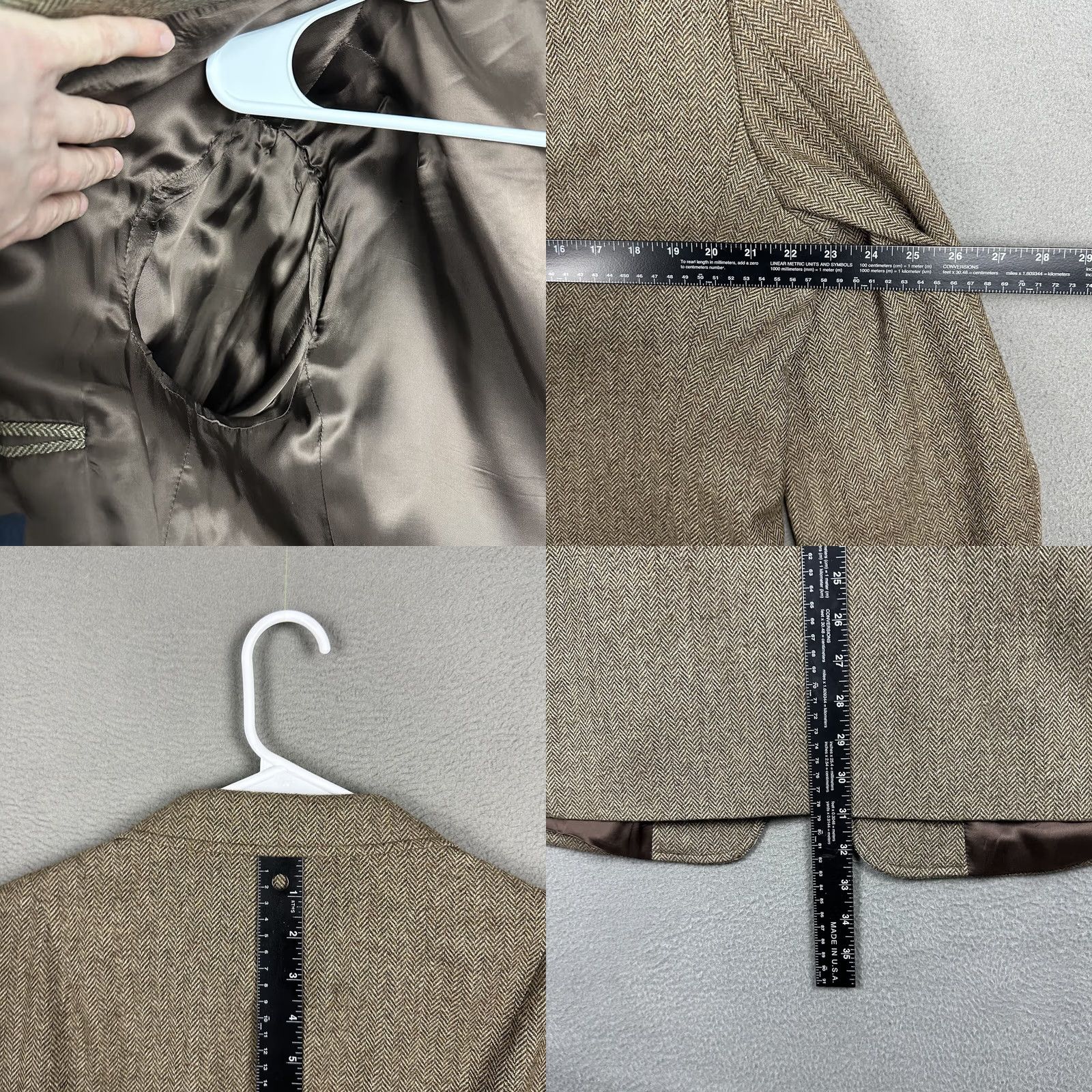J.Crew J.CREW Sport Coat Mens Large Brown Tweed Herringbone Wool Jacket Notch Lapel Two-Button 46 Chest Regular Fit Winter 90s(unspecified) Size US L / EU 52-54 / 3 - 9 Thumbnail