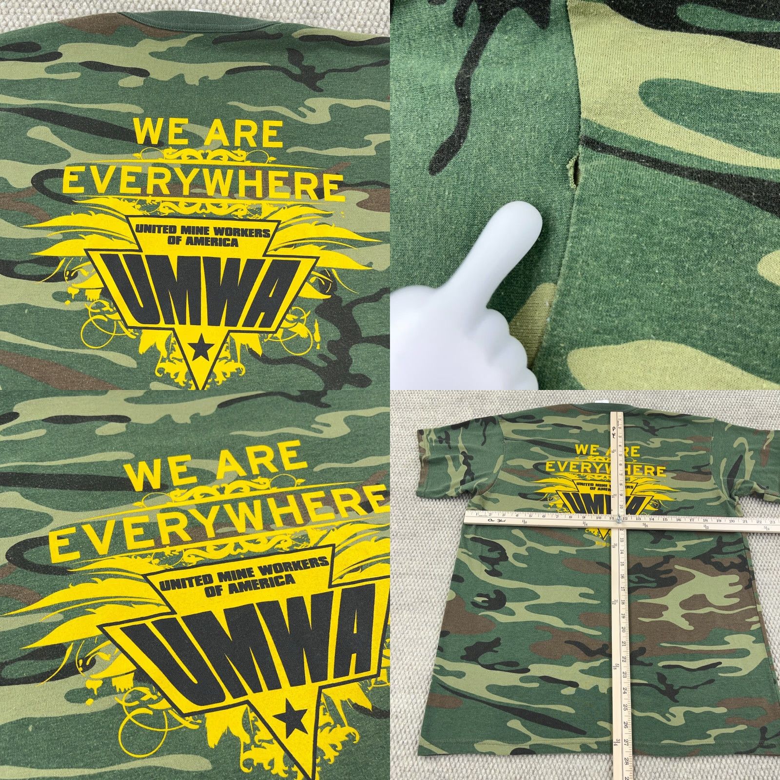 Vintage Vintage UMWA Shirt Men Large Green Camo Tee Made In USA United Mine Workers Y2K Size US L / EU 52-54 / 3 - 8 Thumbnail