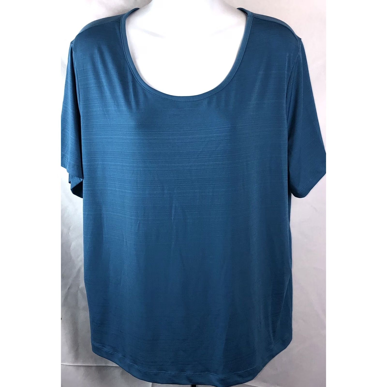 Vintage NWT Covington slinky Tee Top 16/18W Blue Scoop Neck Short Sleeve Womens Shirt Size XXL / US 16-18 / IT 52-54 - 2 Thumbnail