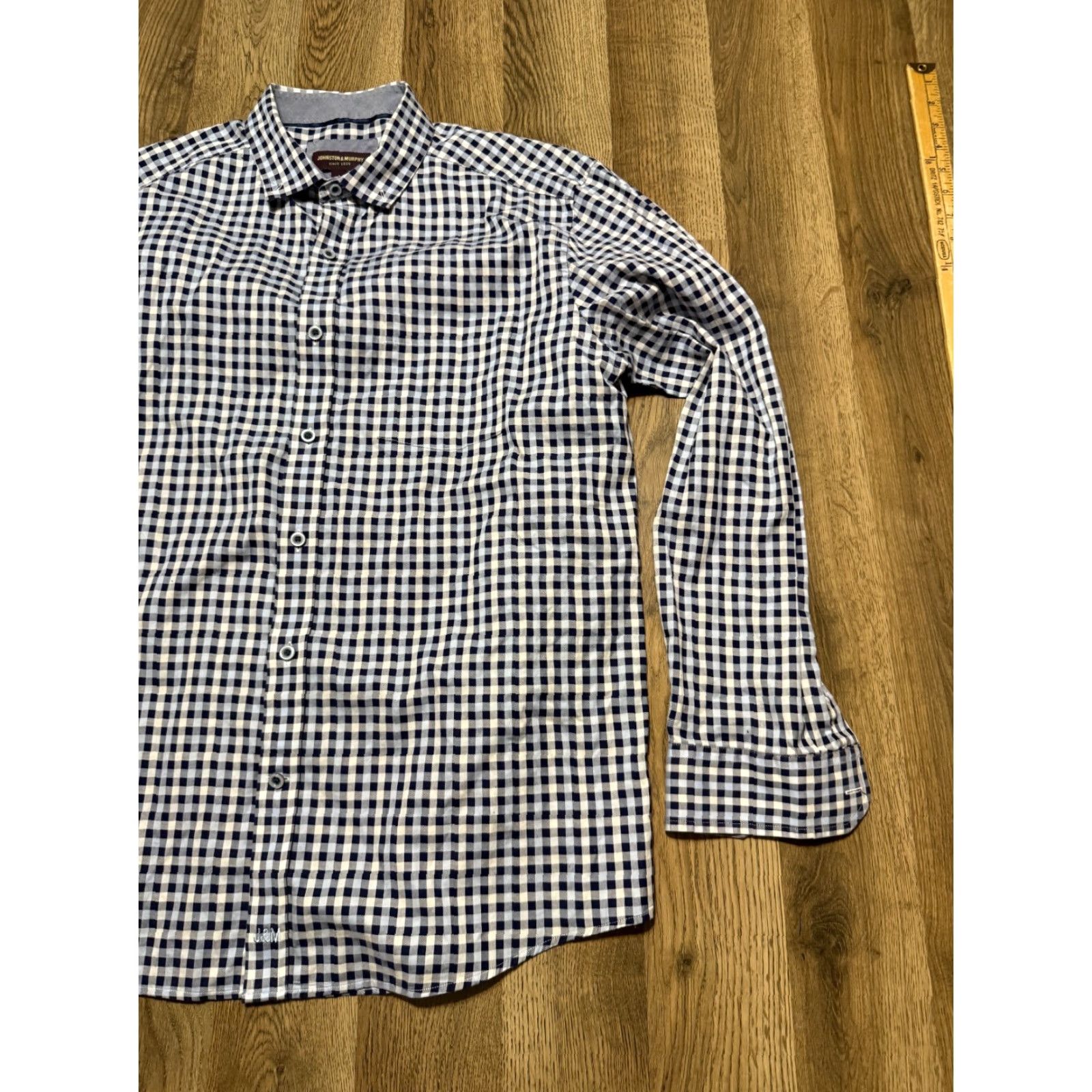 Johnston & Murphy Johnston & Murphy Shirt Men Large Blue Plaid Long Sleeve Button-Up Size US L / EU 52-54 / 3 - 4 Thumbnail