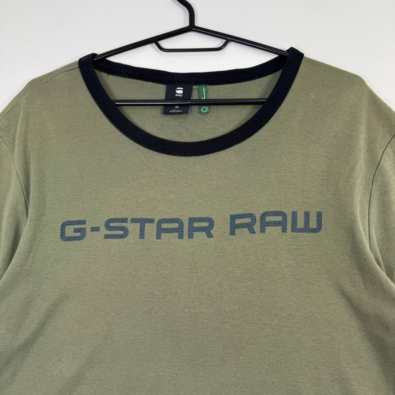 G-Star G Star Raw Logo T Shirt Olive Green Ringer Tee Mens Size M Size US M / EU 48-50 / 2 - 2 Thumbnail
