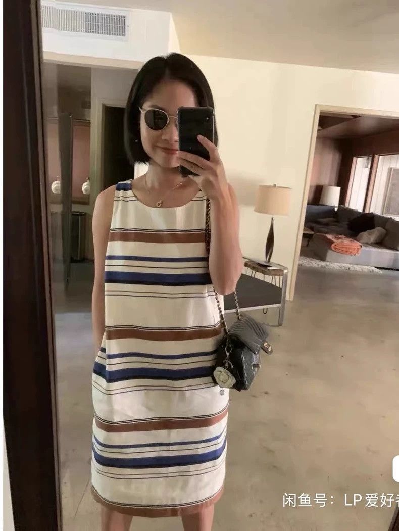 Loro Piana LORO PIANA Blue and white striped linen cotton dress Size M / US 6-8 / IT 42-44 - 1 Thumbnail