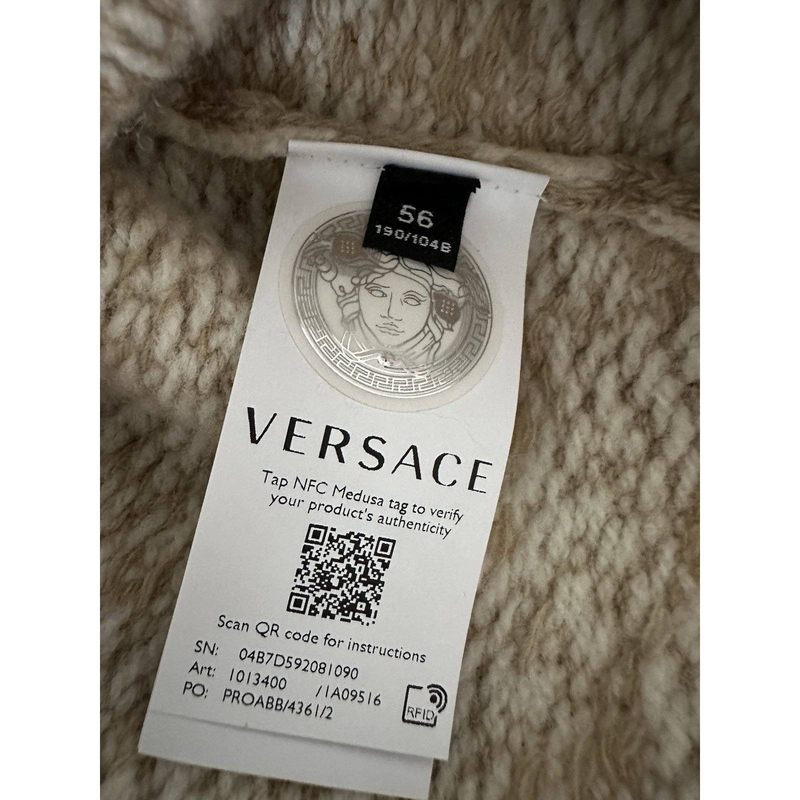 Versace Versace Barocco Wool Knit Sweater Beige 46 US 1013400 Size US XL / EU 56 / 4 - 15 Thumbnail