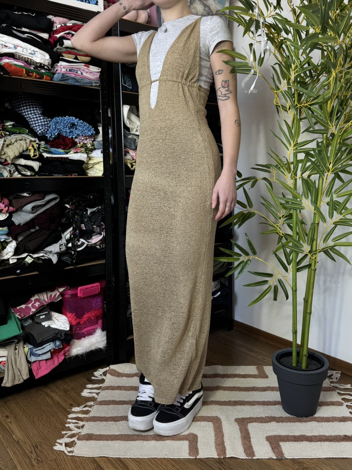 Vintage ISSEY MIYAKE STYLE MESH BEIGE BEACH DRESS Size S / US 4 / IT 40 - 3 Thumbnail
