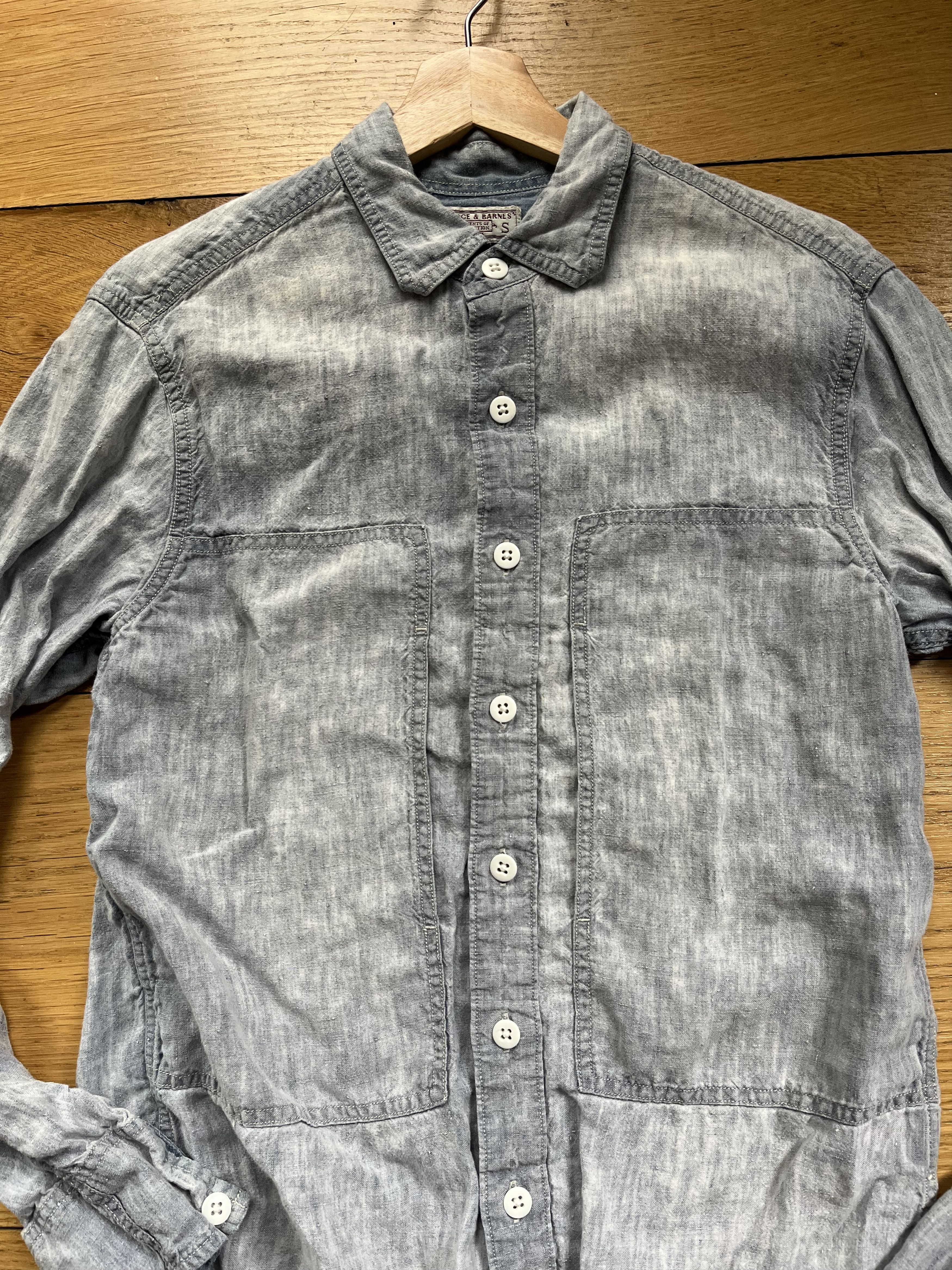 J.Crew × Wallace & Barnes Indigo Linen Work Chore Button Front Shirt Size US S / EU 44-46 / 1 - 2 Thumbnail