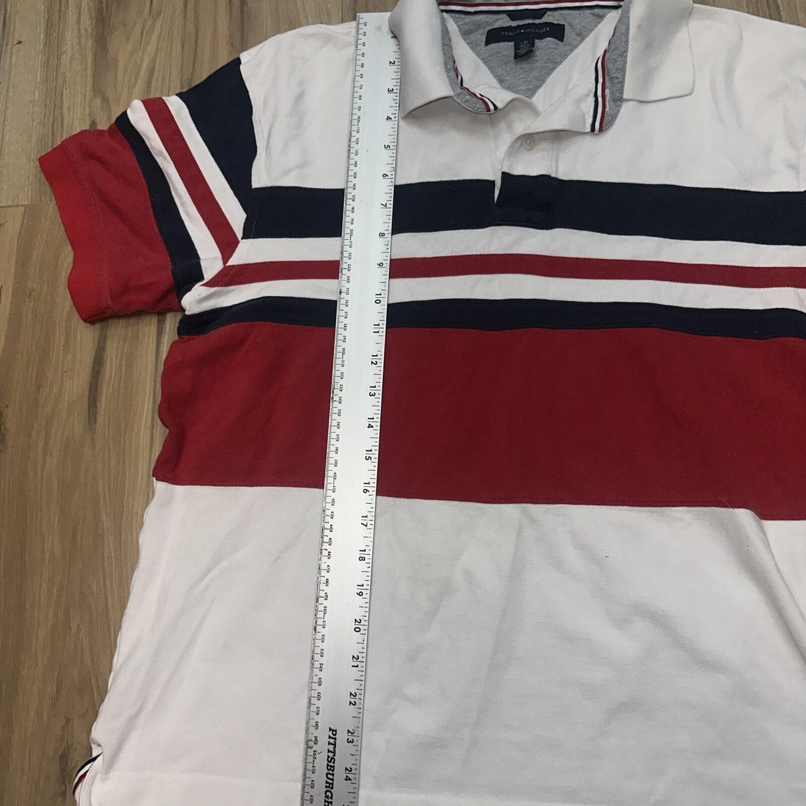 Tommy Hilfiger Tommy Hilfiger L Stripe Polo Shirt Red White Navy Rugby Size US L / EU 52-54 / 3 - 4 Thumbnail