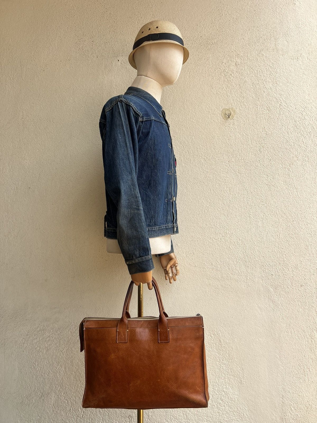 Leather dan Genten Japan Distress Muddy Patina Leather Bag Handle Size ONE SIZE - 3 Thumbnail