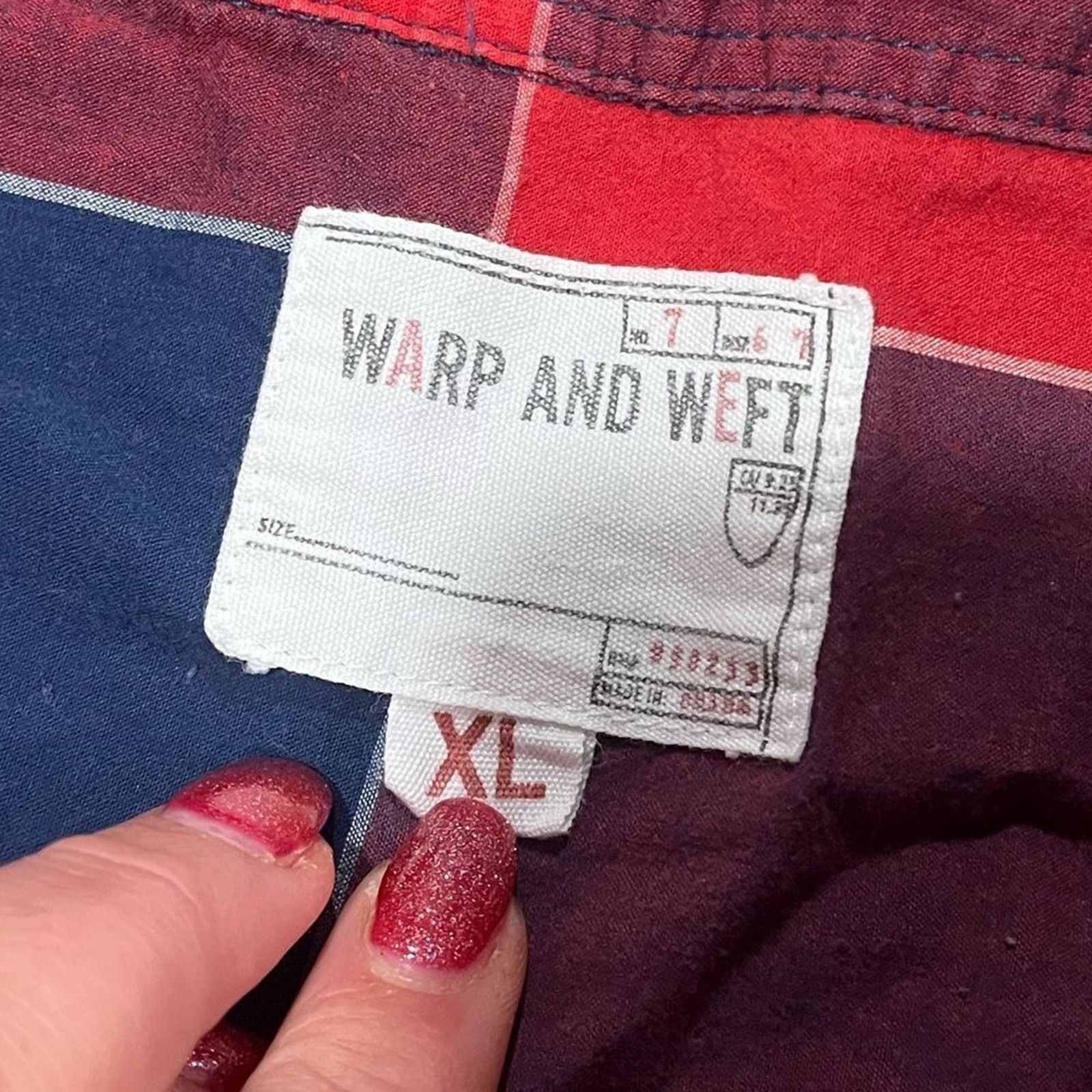 Vintage Warp and Weft Red Buffalo Plaid Button Front Shirt Size XL Size US XL / EU 56 / 4 - 2 Thumbnail